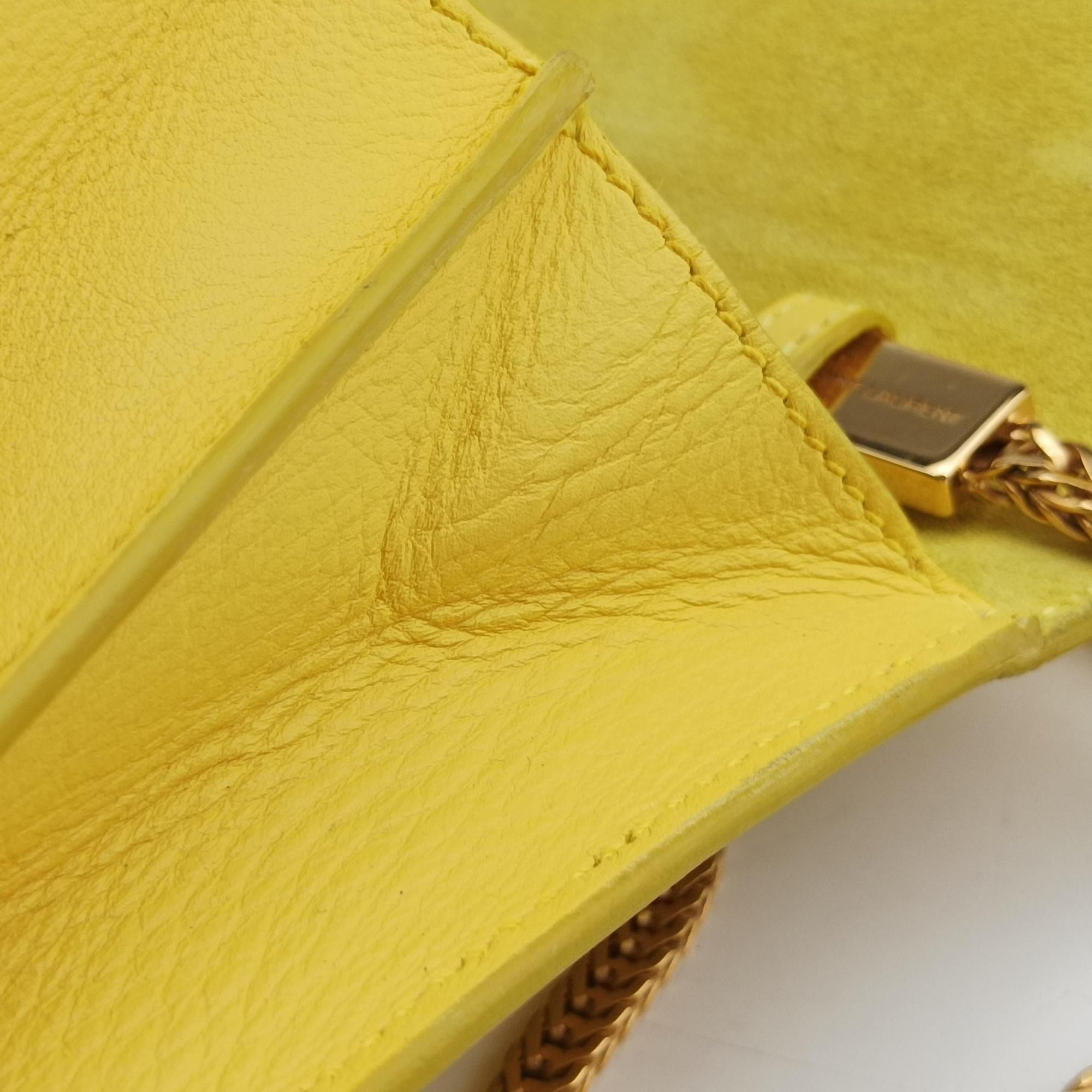 Pre-owned Yves Saint Laurent ChYc Mini Y Line Classic Cabasique WOC Yellow Leather 311215 shoulderbag | stylenewstar