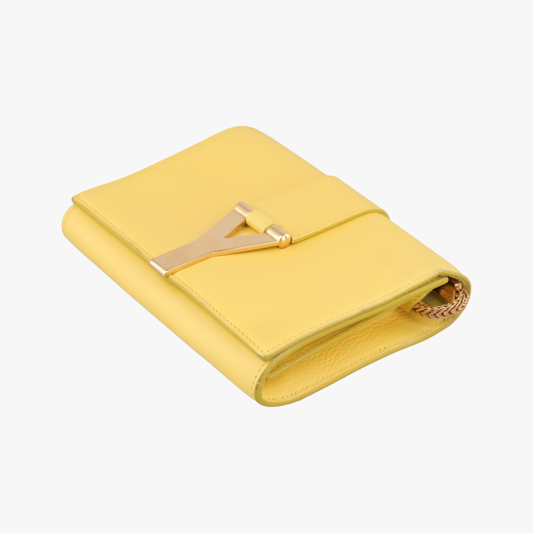Pre-owned Yves Saint Laurent ChYc Mini Y Line Classic Cabasique WOC Yellow Leather 311215 shoulderbag | stylenewstar