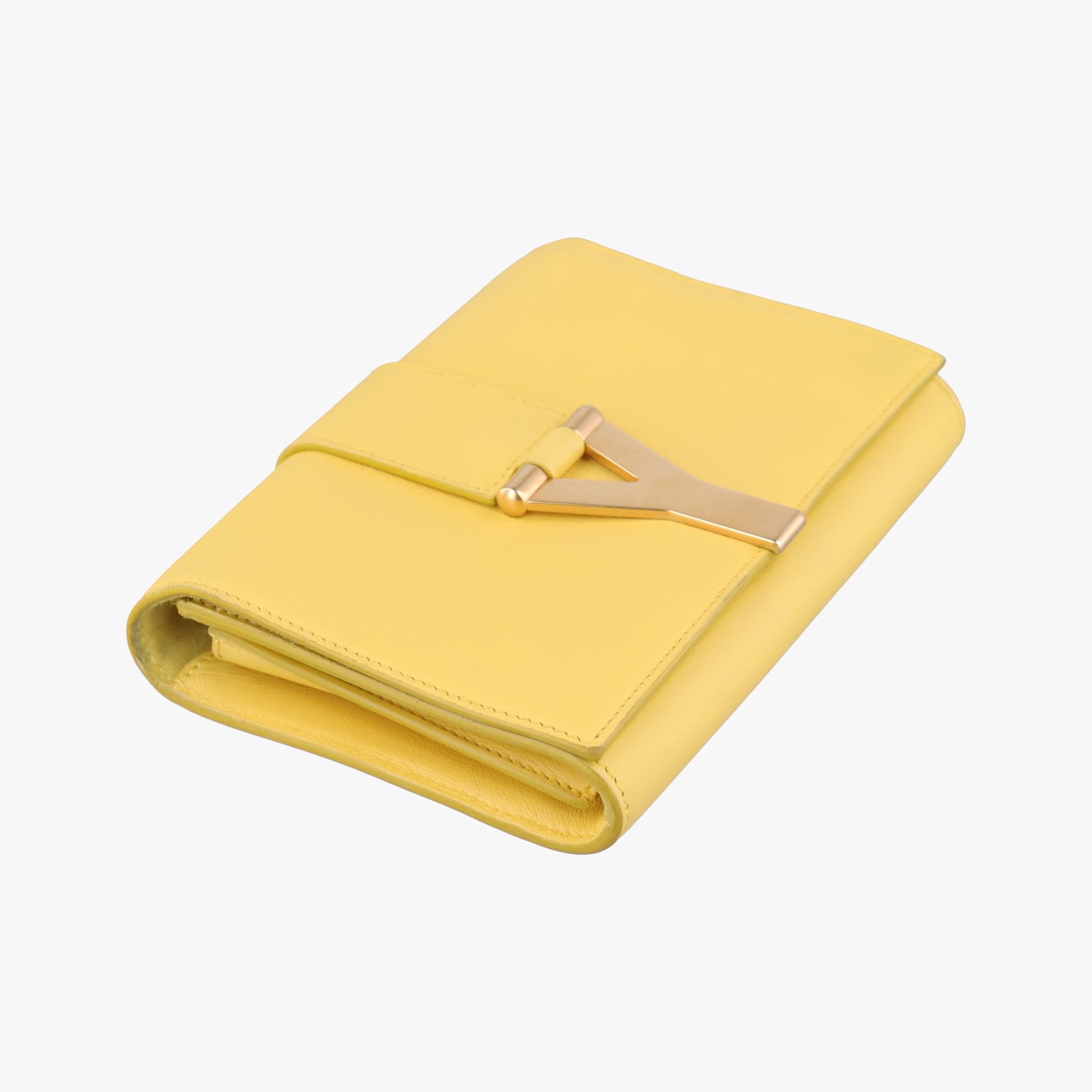 Pre-owned Yves Saint Laurent ChYc Mini Y Line Classic Cabasique WOC Yellow Leather 311215 shoulderbag | stylenewstar