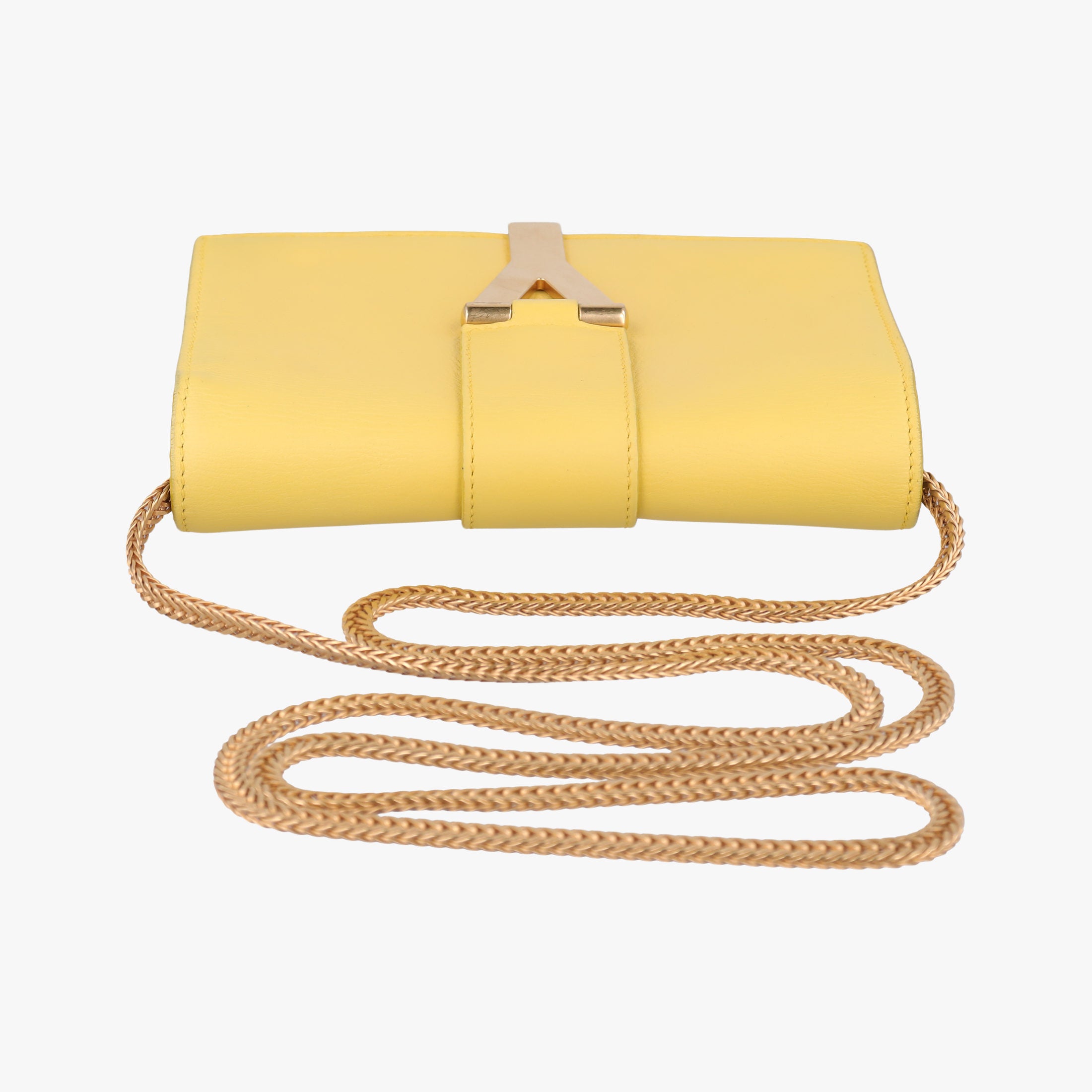 Pre-owned Yves Saint Laurent ChYc Mini Y Line Classic Cabasique WOC Yellow Leather 311215 shoulderbag | stylenewstar