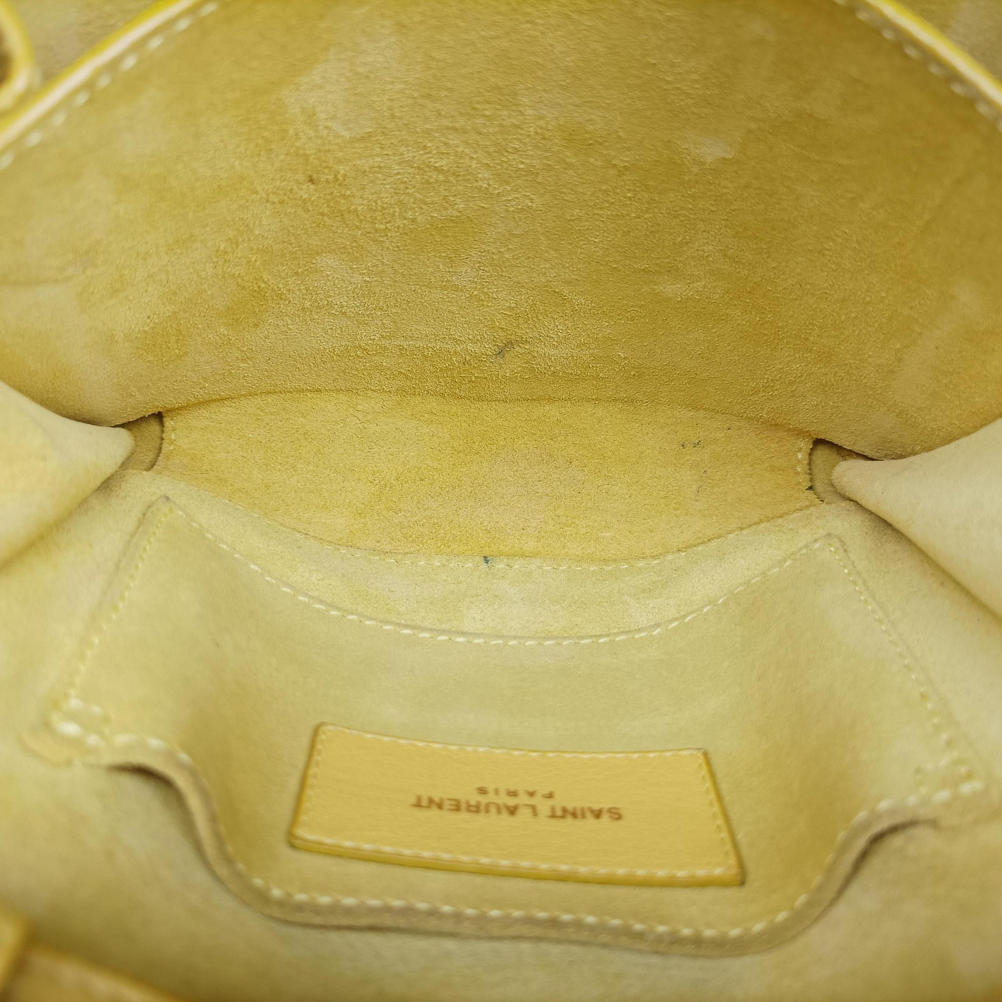 Pre-owned Yves Saint Laurent ChYc Mini Y Line Classic Cabasique WOC Yellow Leather 311215 shoulderbag | stylenewstar