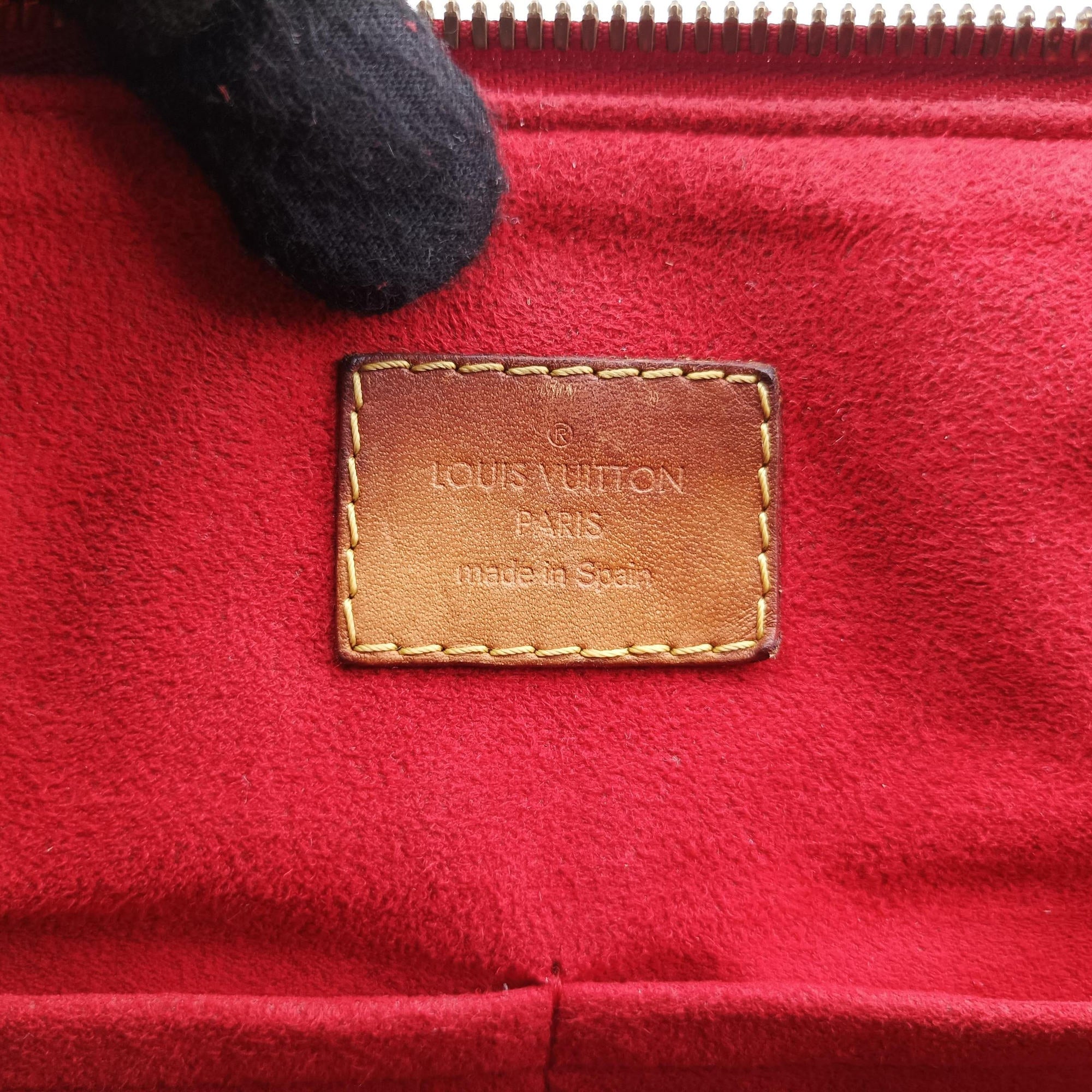 Secondhand Louis Vuitton PALLAS brown×CERISE Monogram Canvas×calf leather M41175 shoulderbag | stylenewstar
