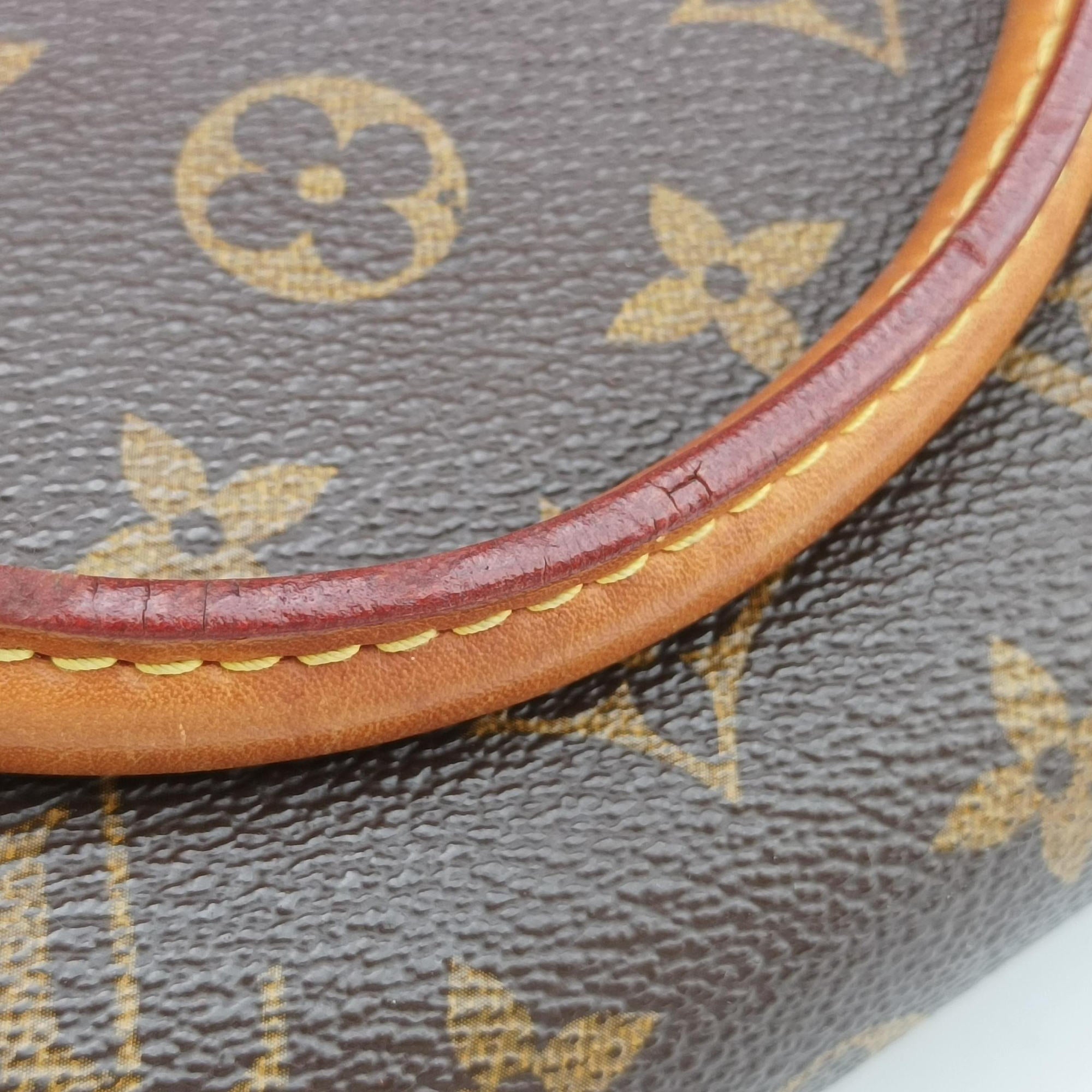 Secondhand Louis Vuitton PALLAS brown×CERISE Monogram Canvas×calf leather M41175 shoulderbag | stylenewstar