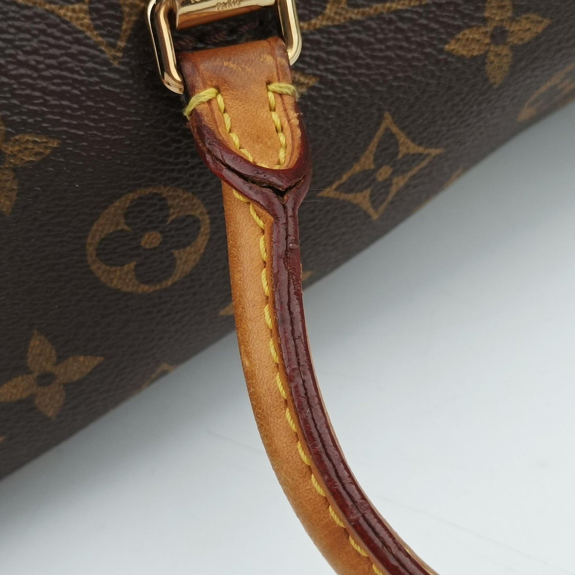 Secondhand Louis Vuitton PALLAS brown×CERISE Monogram Canvas×calf leather M41175 shoulderbag | stylenewstar