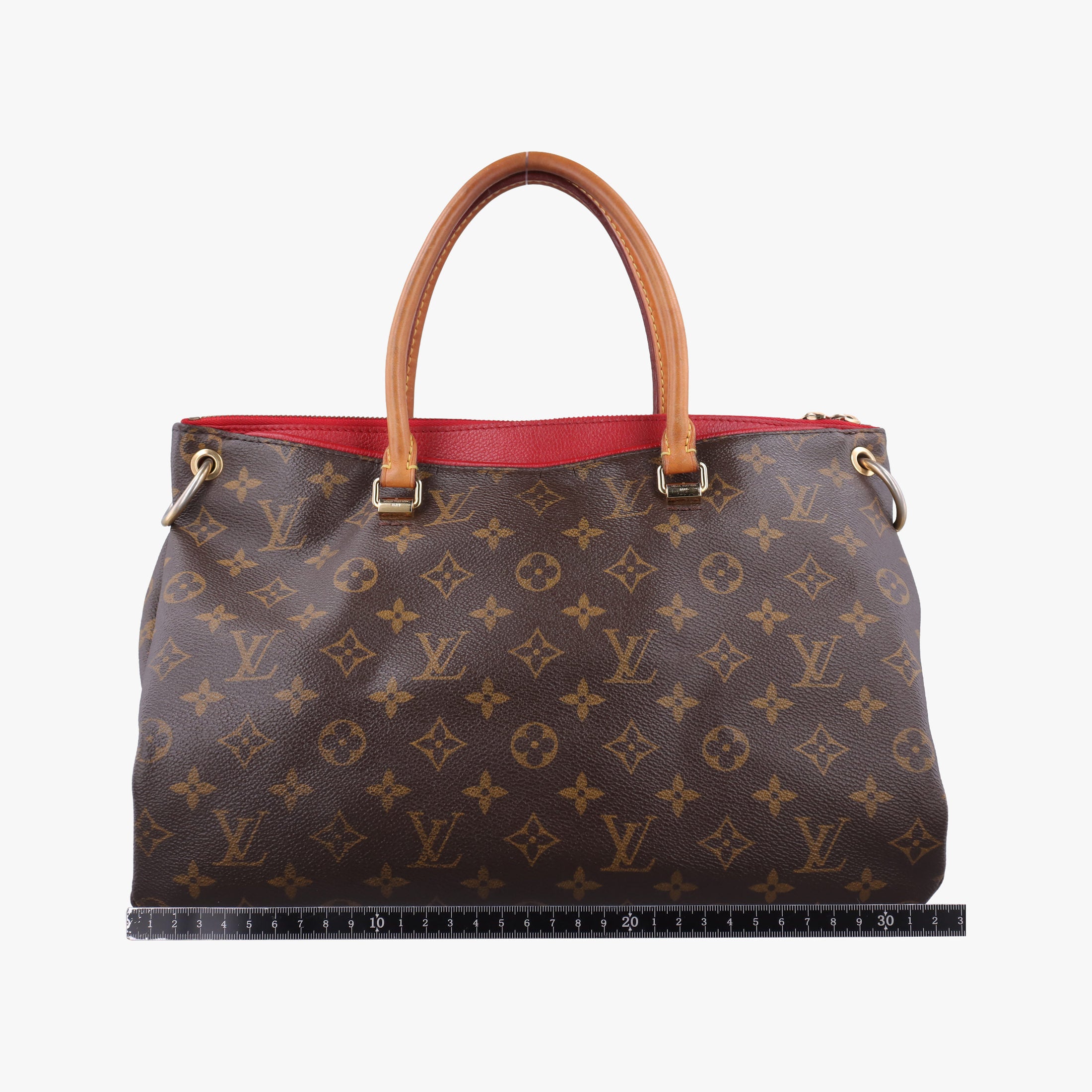 Secondhand Louis Vuitton PALLAS brown×CERISE Monogram Canvas×calf leather M41175 shoulderbag | stylenewstar