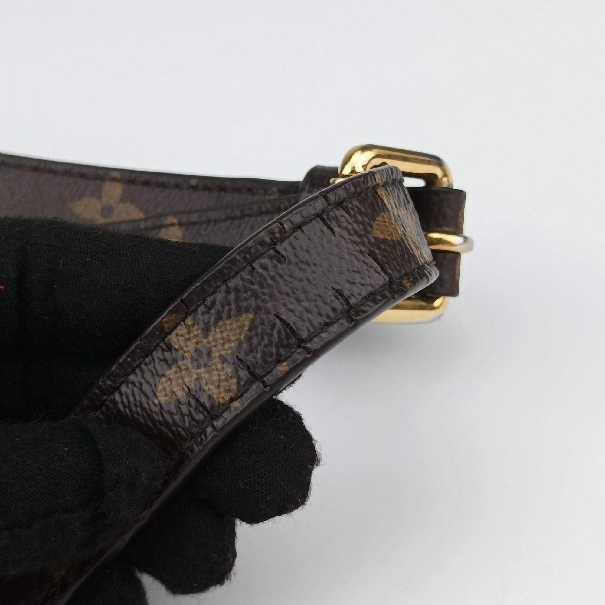 Secondhand Louis Vuitton PALLAS brown×CERISE Monogram Canvas×calf leather M41175 shoulderbag | stylenewstar