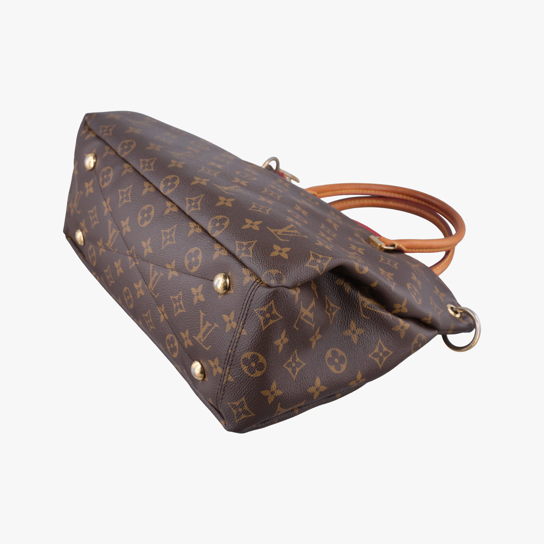 Secondhand Louis Vuitton PALLAS brown×CERISE Monogram Canvas×calf leather M41175 shoulderbag | stylenewstar