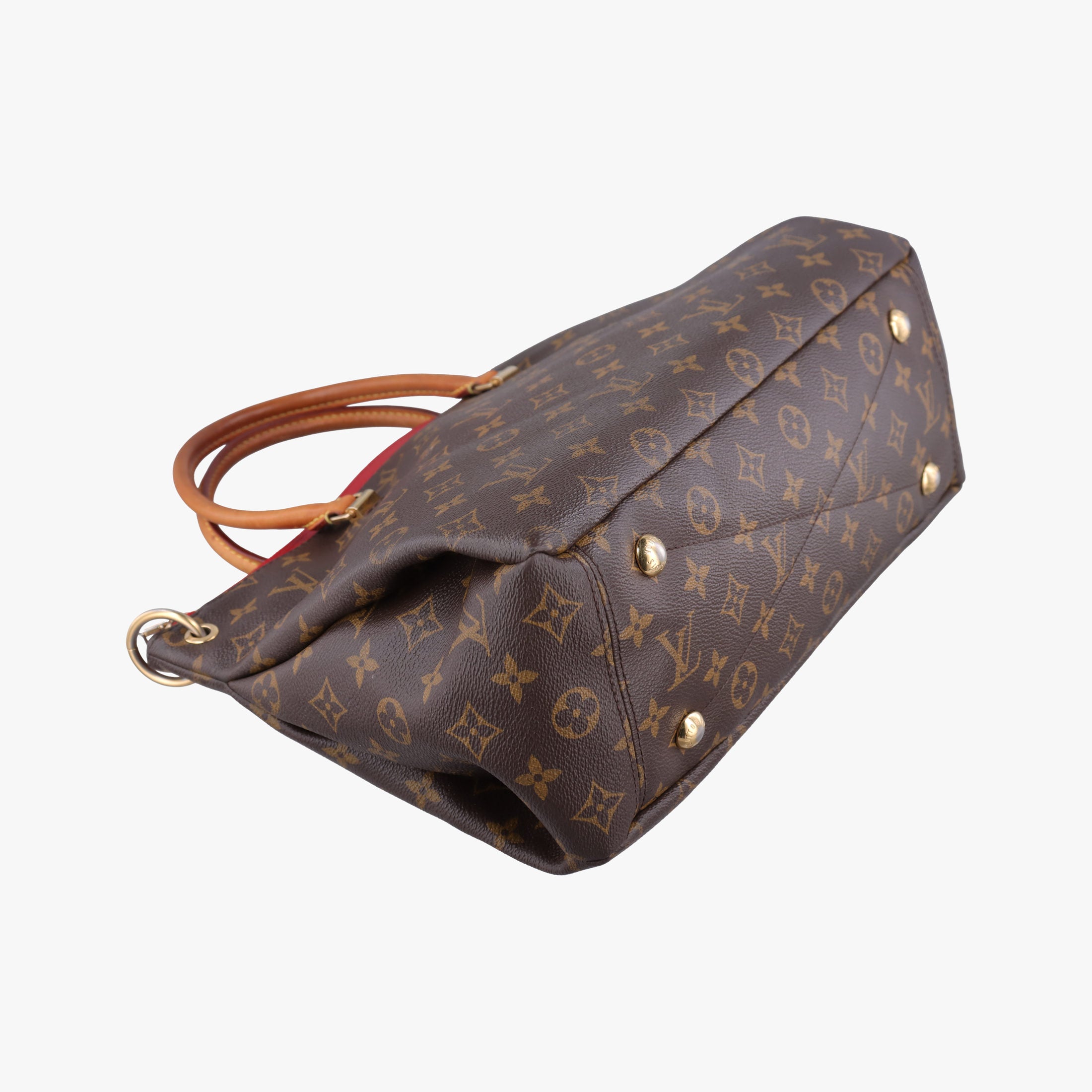 Secondhand Louis Vuitton PALLAS brown×CERISE Monogram Canvas×calf leather M41175 shoulderbag | stylenewstar