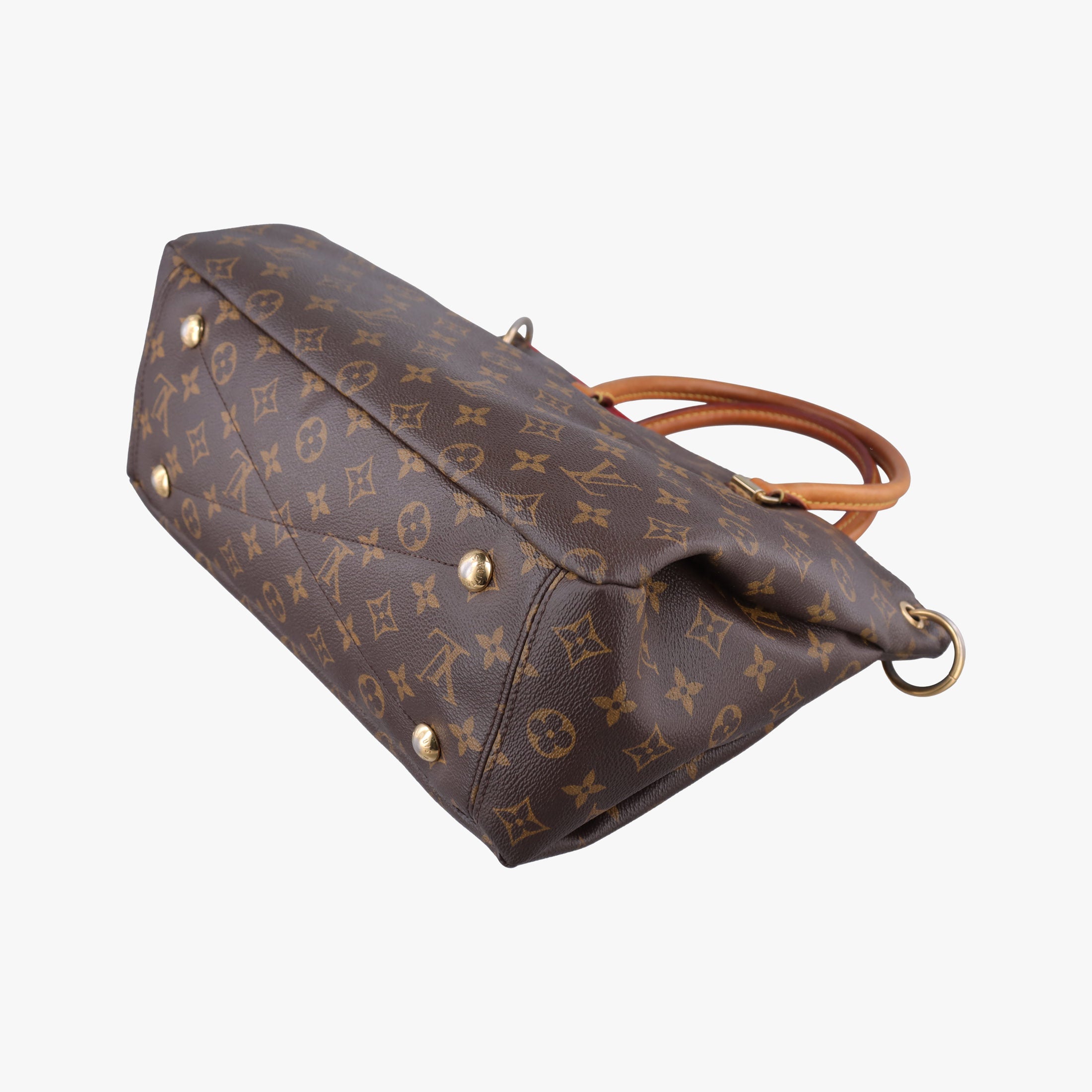 Secondhand Louis Vuitton PALLAS brown×CERISE Monogram Canvas×calf leather M41175 shoulderbag | stylenewstar