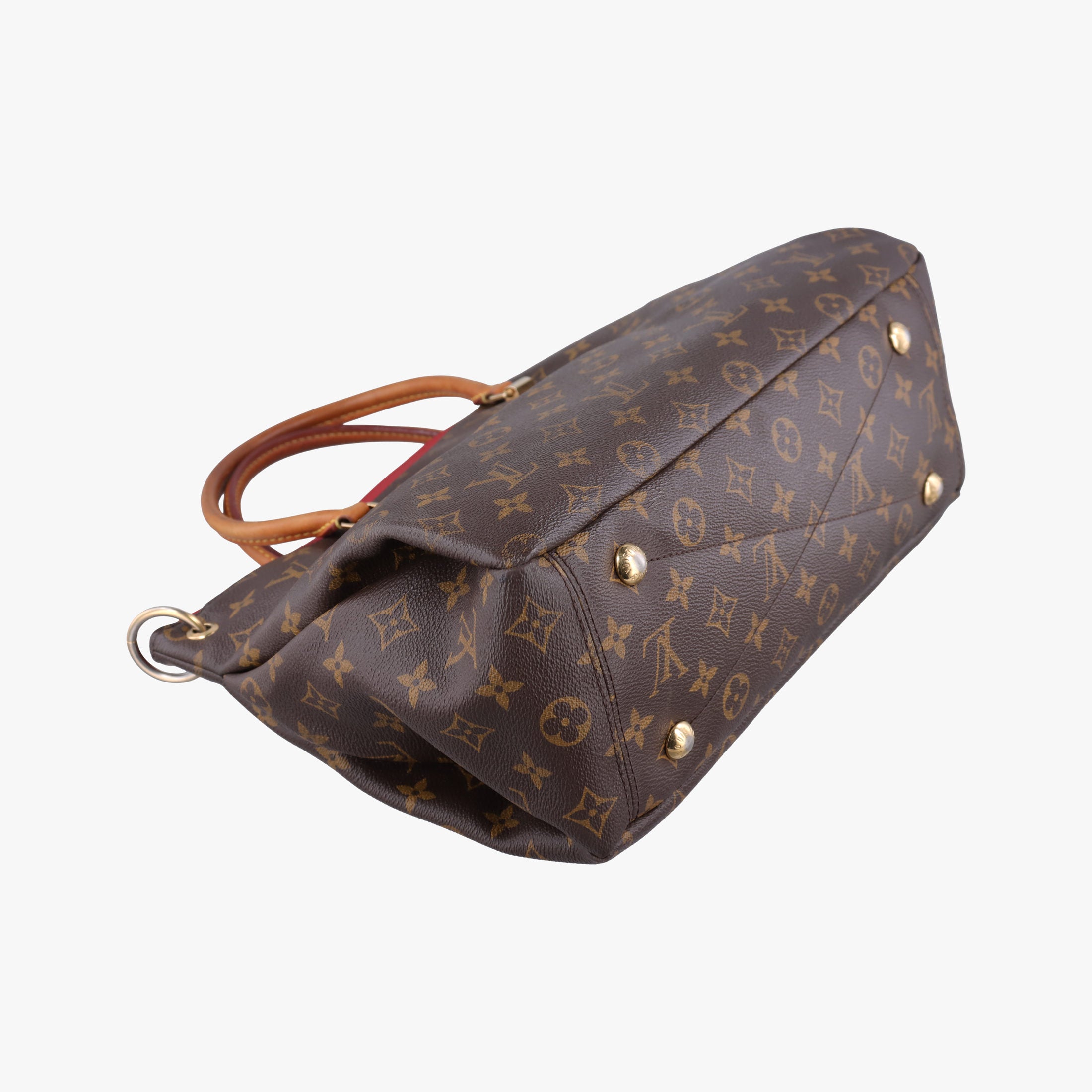 Secondhand Louis Vuitton PALLAS brown×CERISE Monogram Canvas×calf leather M41175 shoulderbag | stylenewstar