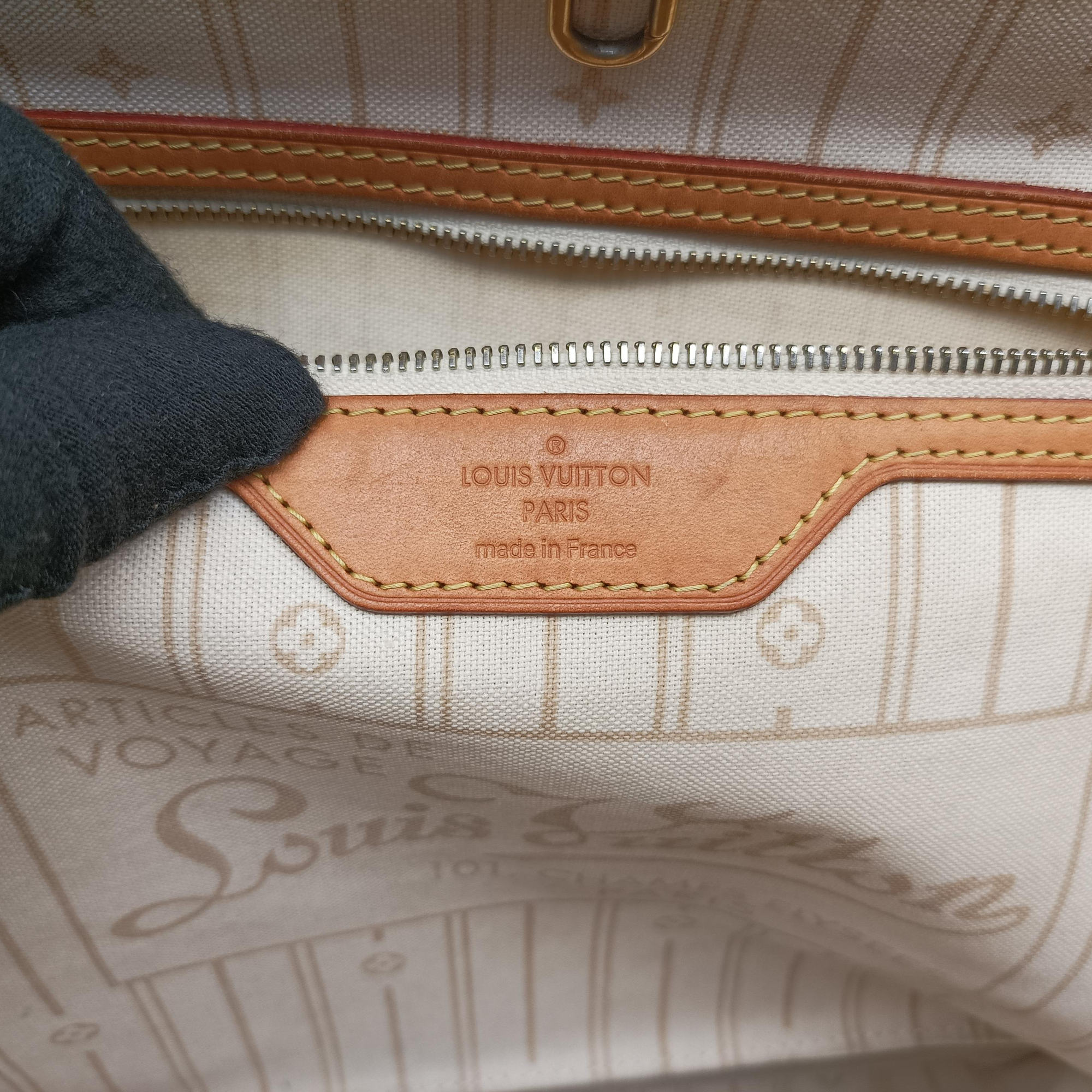 Secondhand Louis Vuitton Neverfull MM Azur Damier Canvas N51107 handbag | stylenewstar