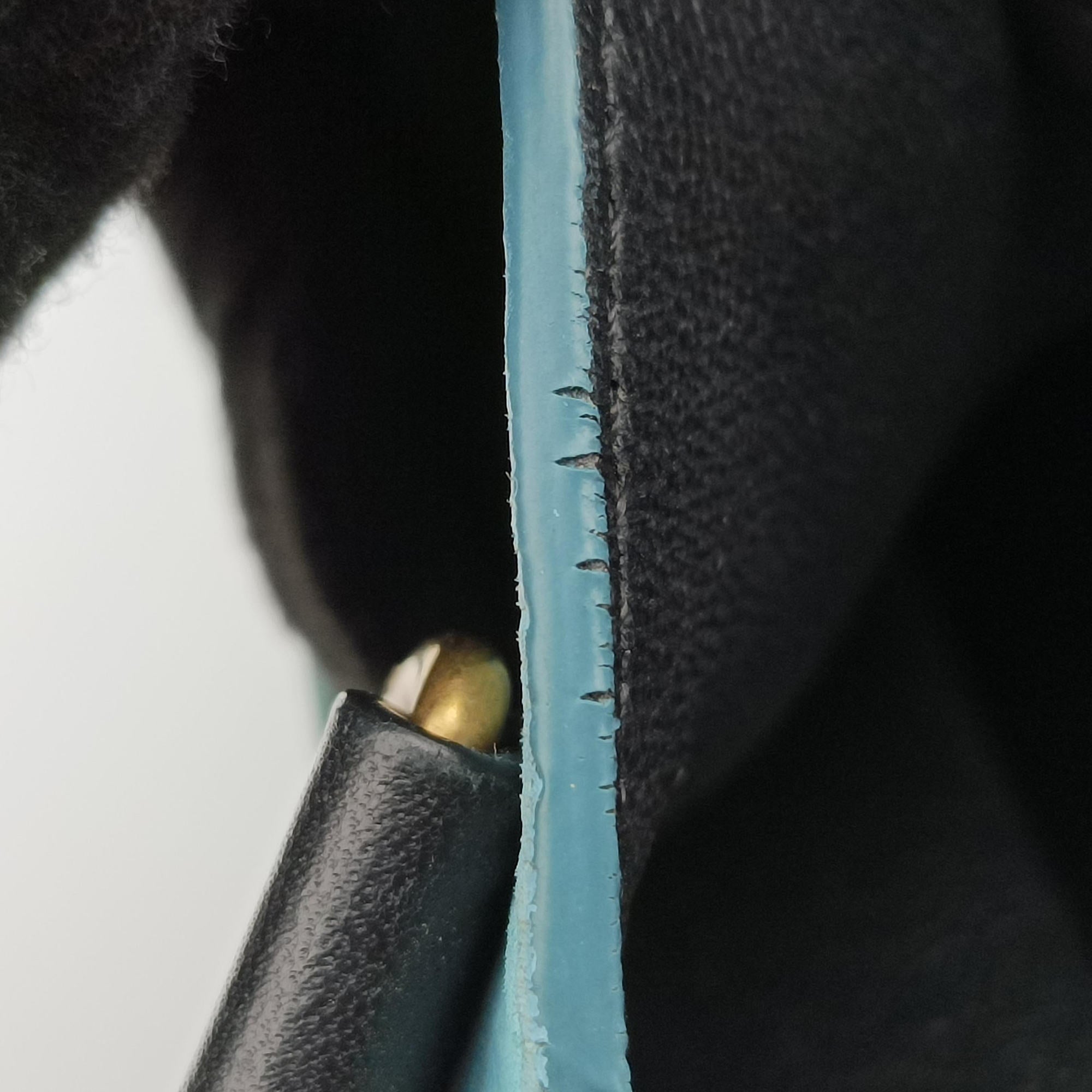 Pre-owned Celine Luggage Micro shopper Beige×black×blue Leather  shoulderbag | stylenewstar