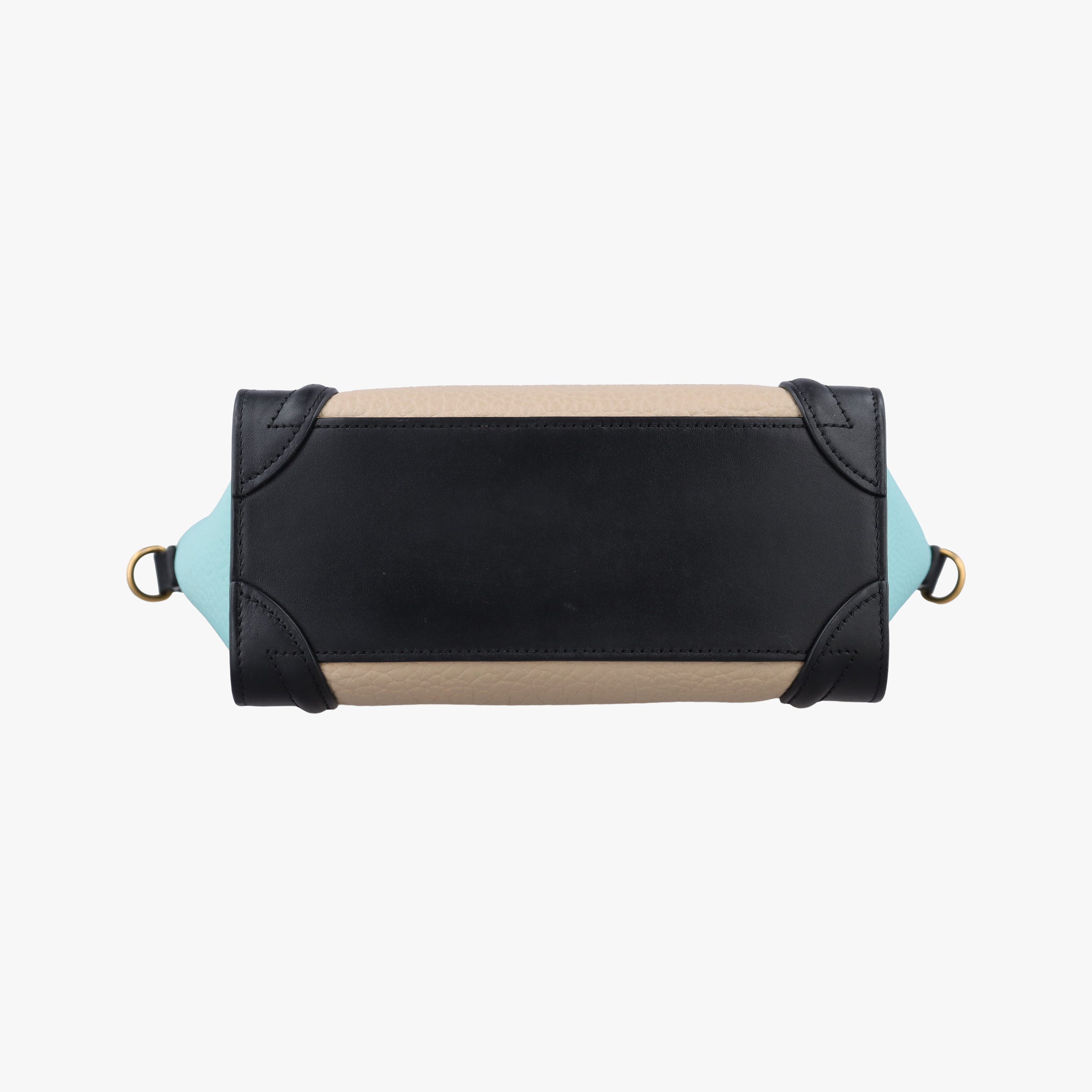 Pre-owned Celine Luggage Micro shopper Beige×black×blue Leather  shoulderbag | stylenewstar
