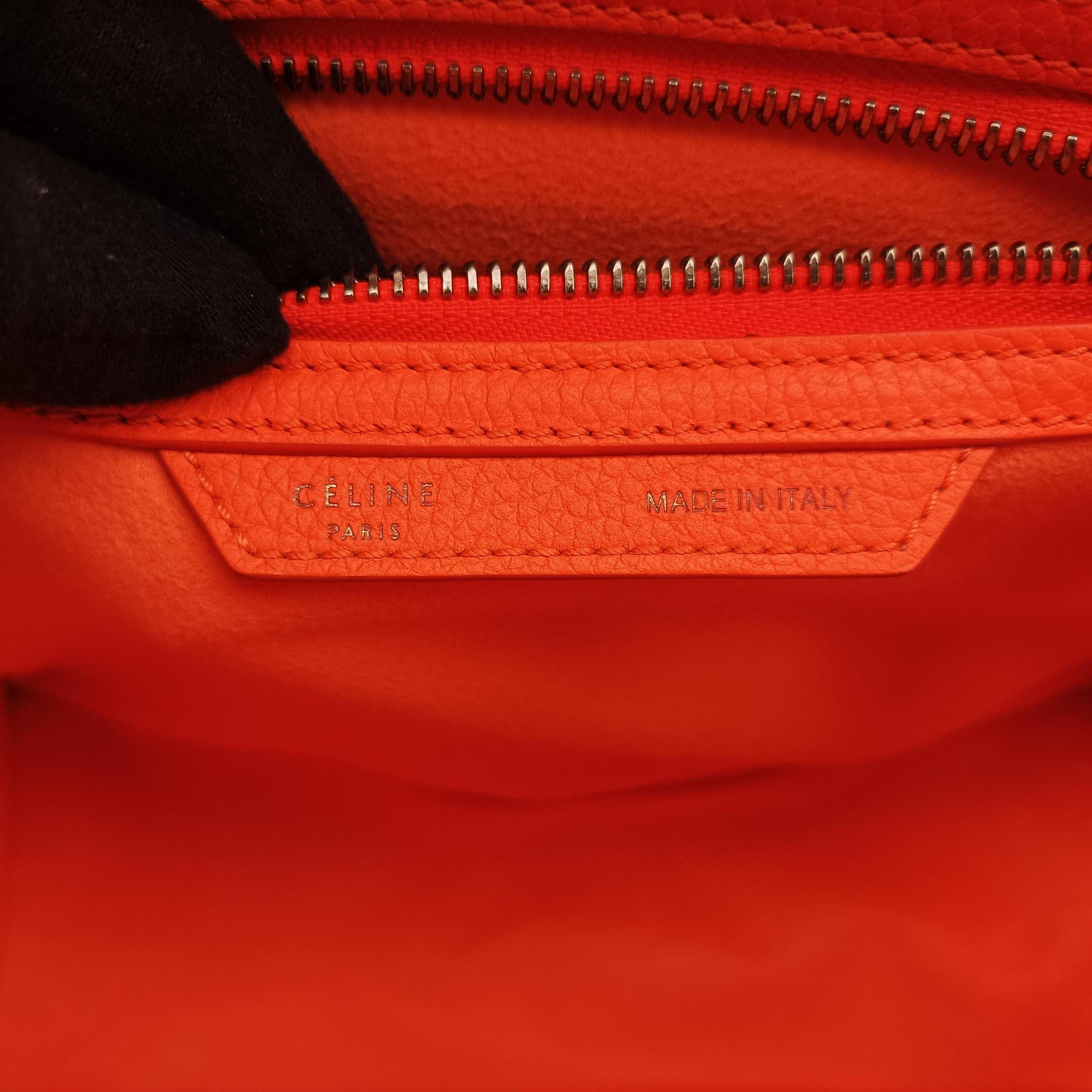 Pre-owned Celine Luggage Micro shopper Orange Leather  handbag | stylenewstar