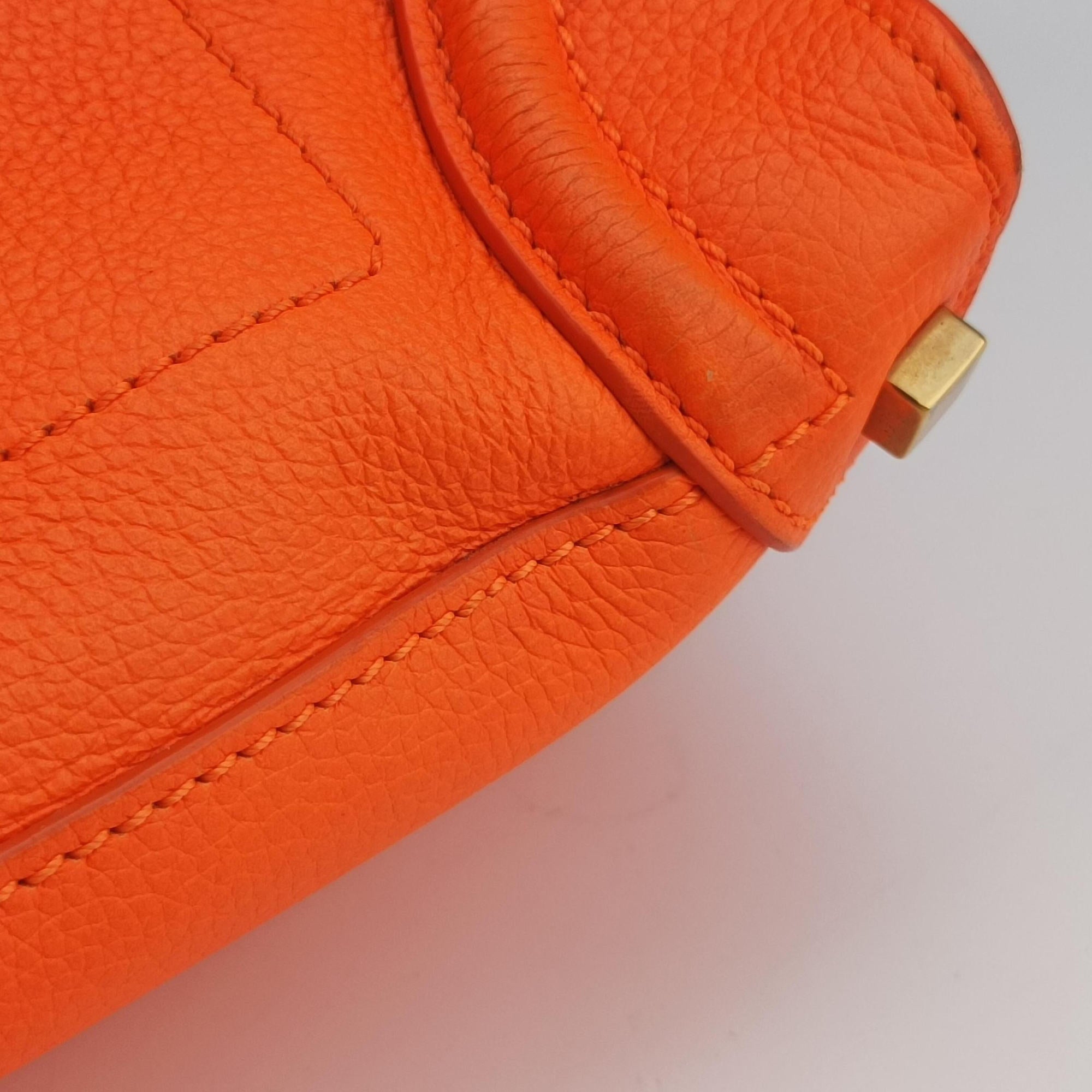 Pre-owned Celine Luggage Micro shopper Orange Leather  handbag | stylenewstar