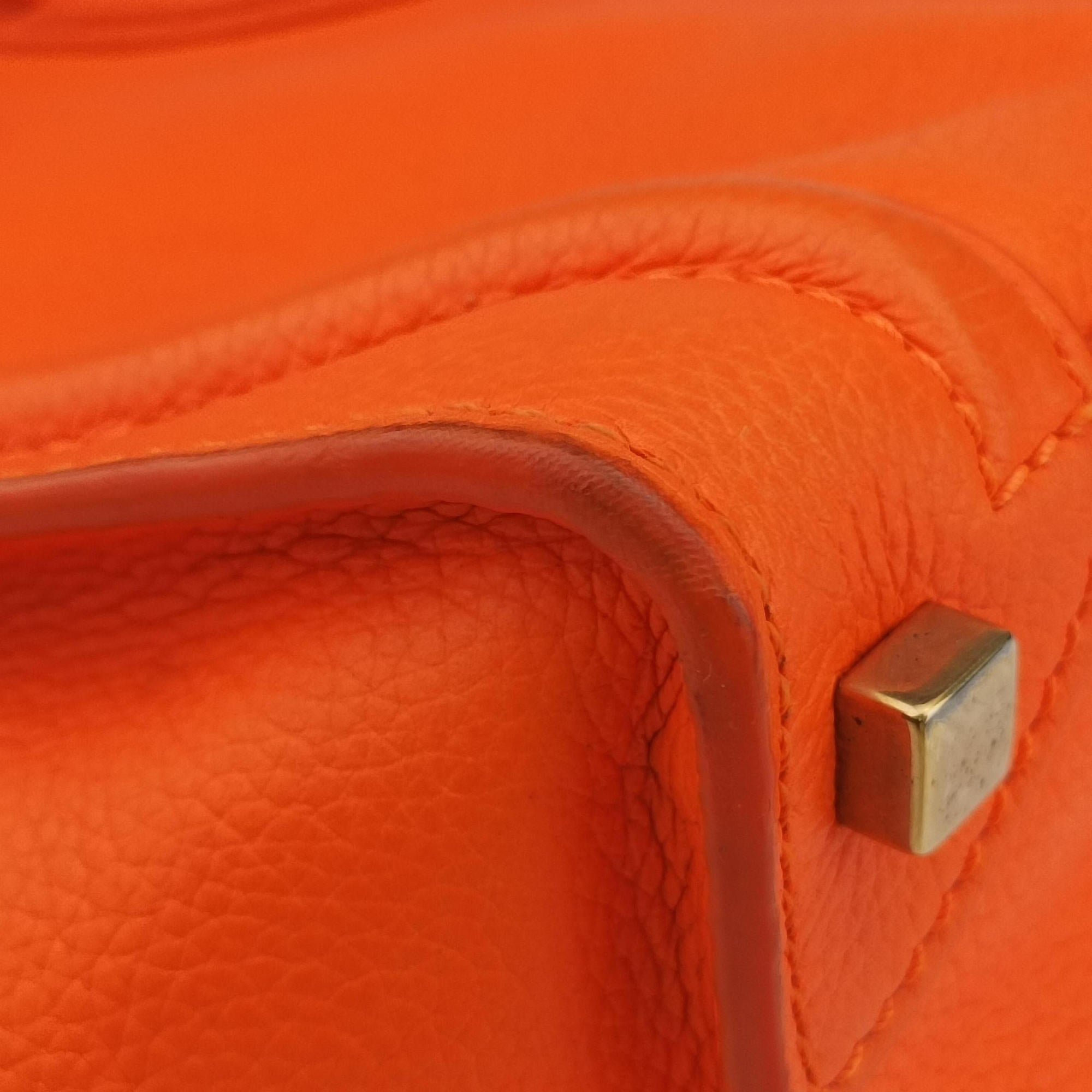 Pre-owned Celine Luggage Micro shopper Orange Leather  handbag | stylenewstar