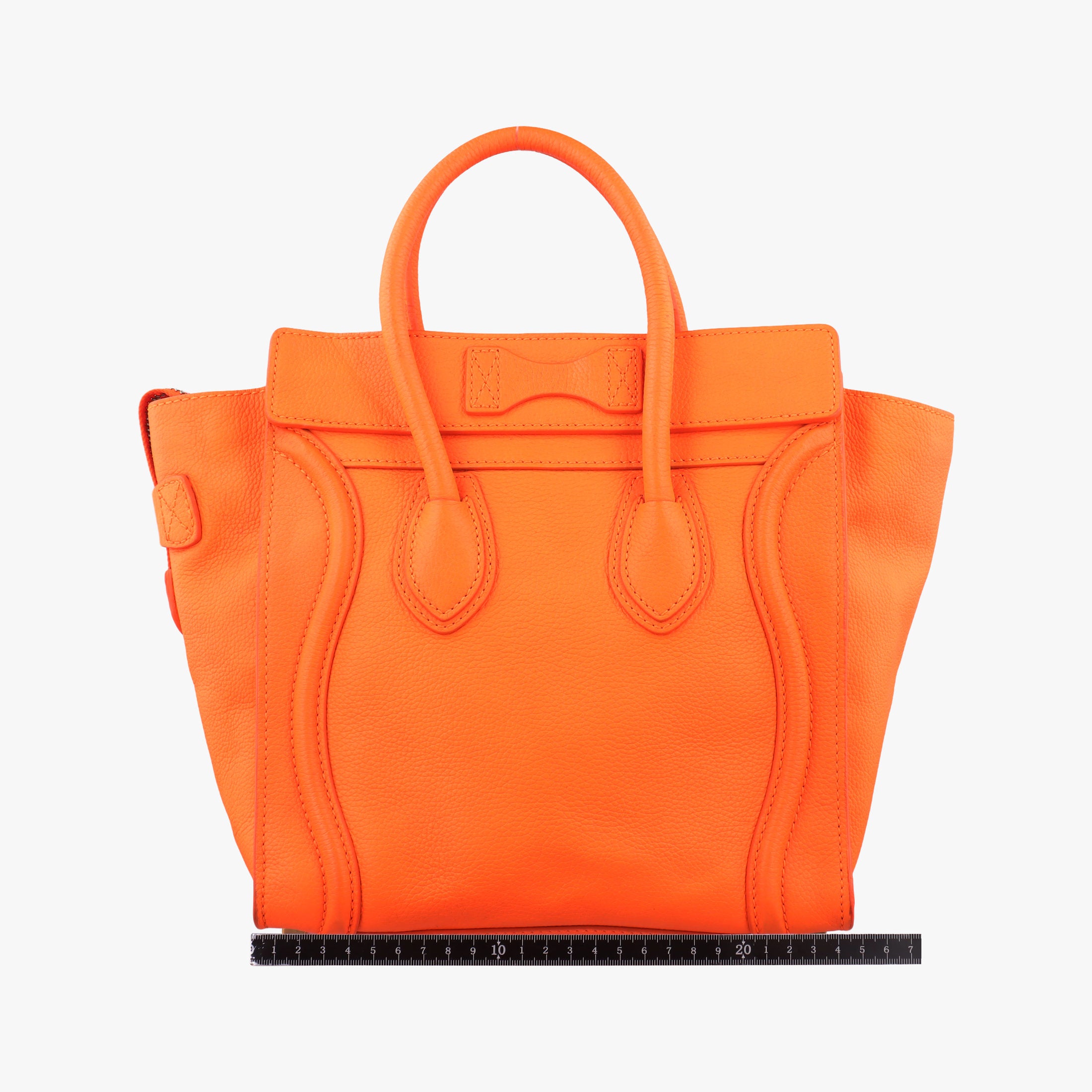 Pre-owned Celine Luggage Micro shopper Orange Leather  handbag | stylenewstar
