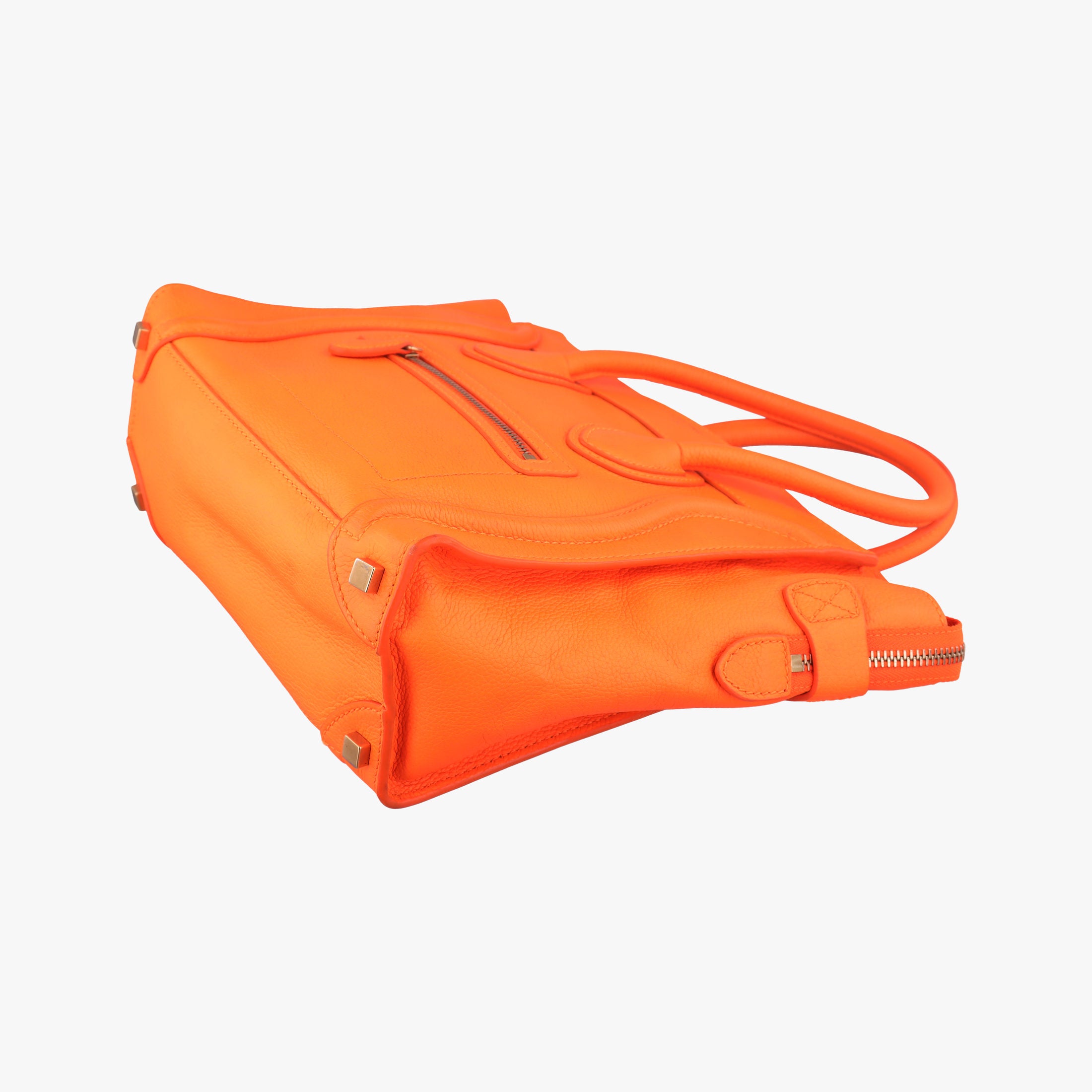 Pre-owned Celine Luggage Micro shopper Orange Leather  handbag | stylenewstar