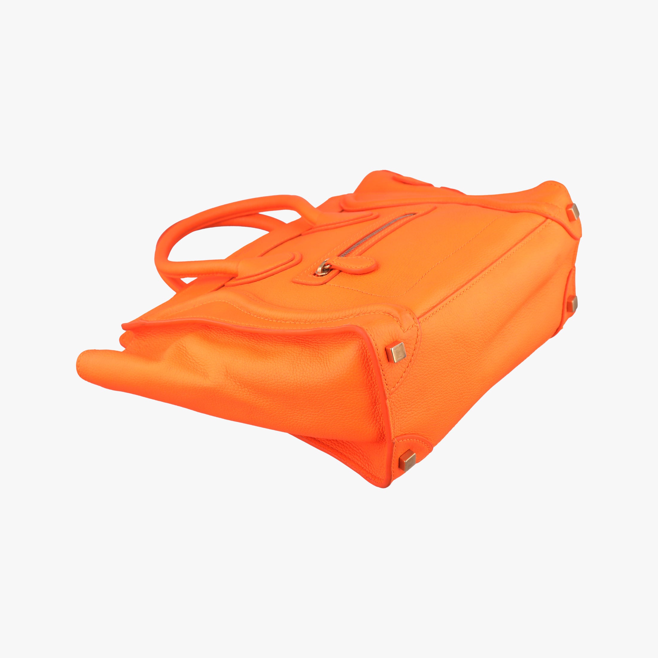 Pre-owned Celine Luggage Micro shopper Orange Leather  handbag | stylenewstar