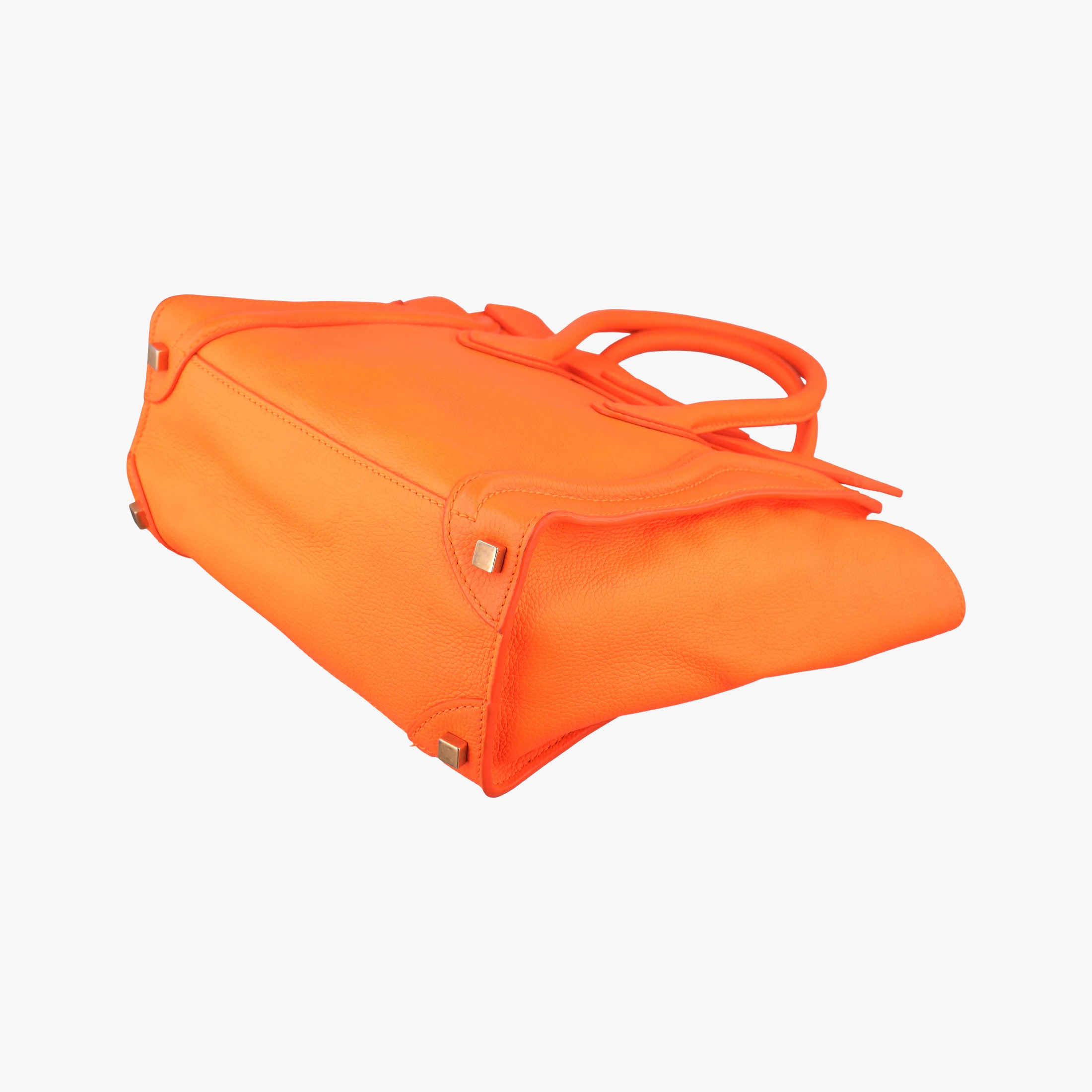 Pre-owned Celine Luggage Micro shopper Orange Leather  handbag | stylenewstar