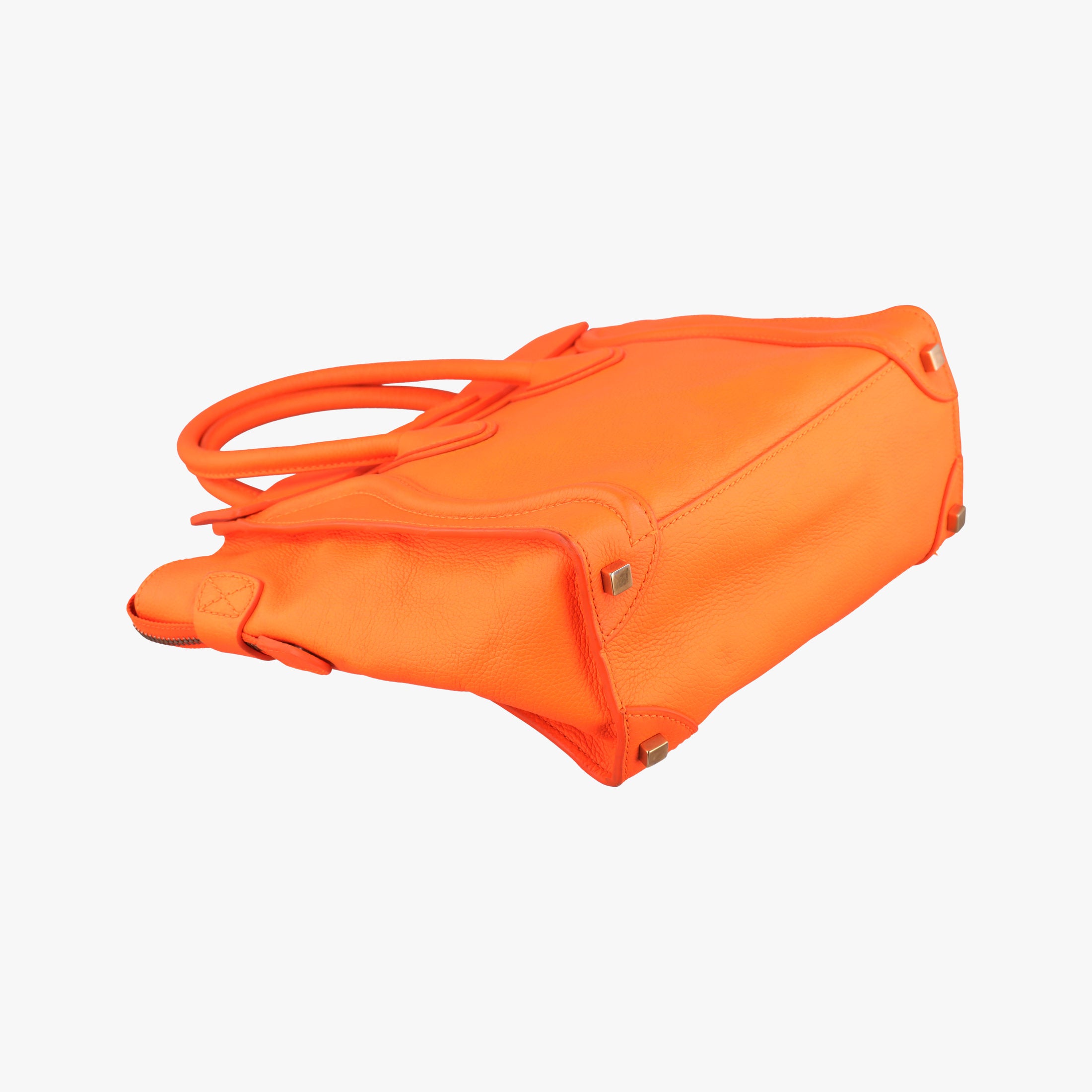 Pre-owned Celine Luggage Micro shopper Orange Leather  handbag | stylenewstar
