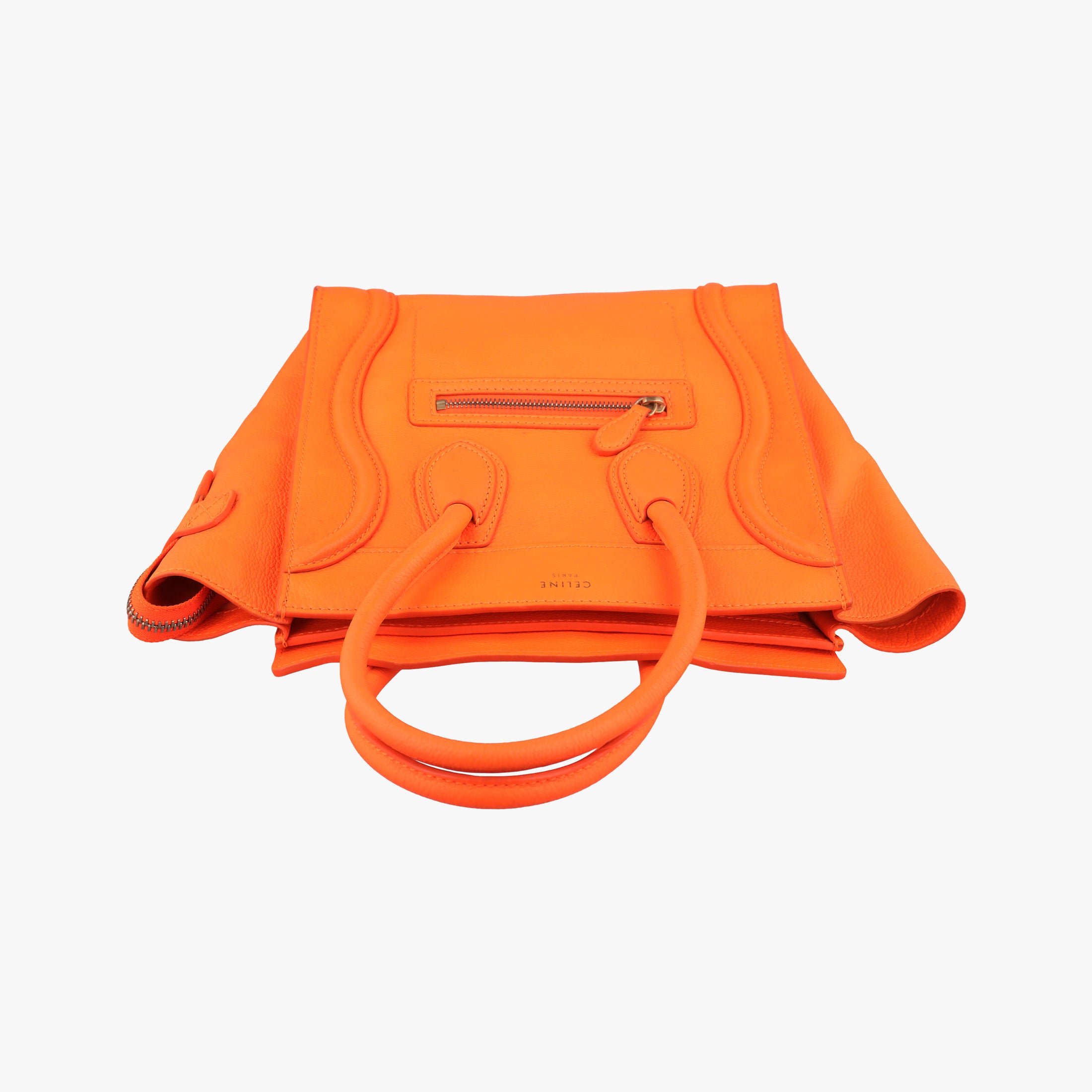 Pre-owned Celine Luggage Micro shopper Orange Leather  handbag | stylenewstar