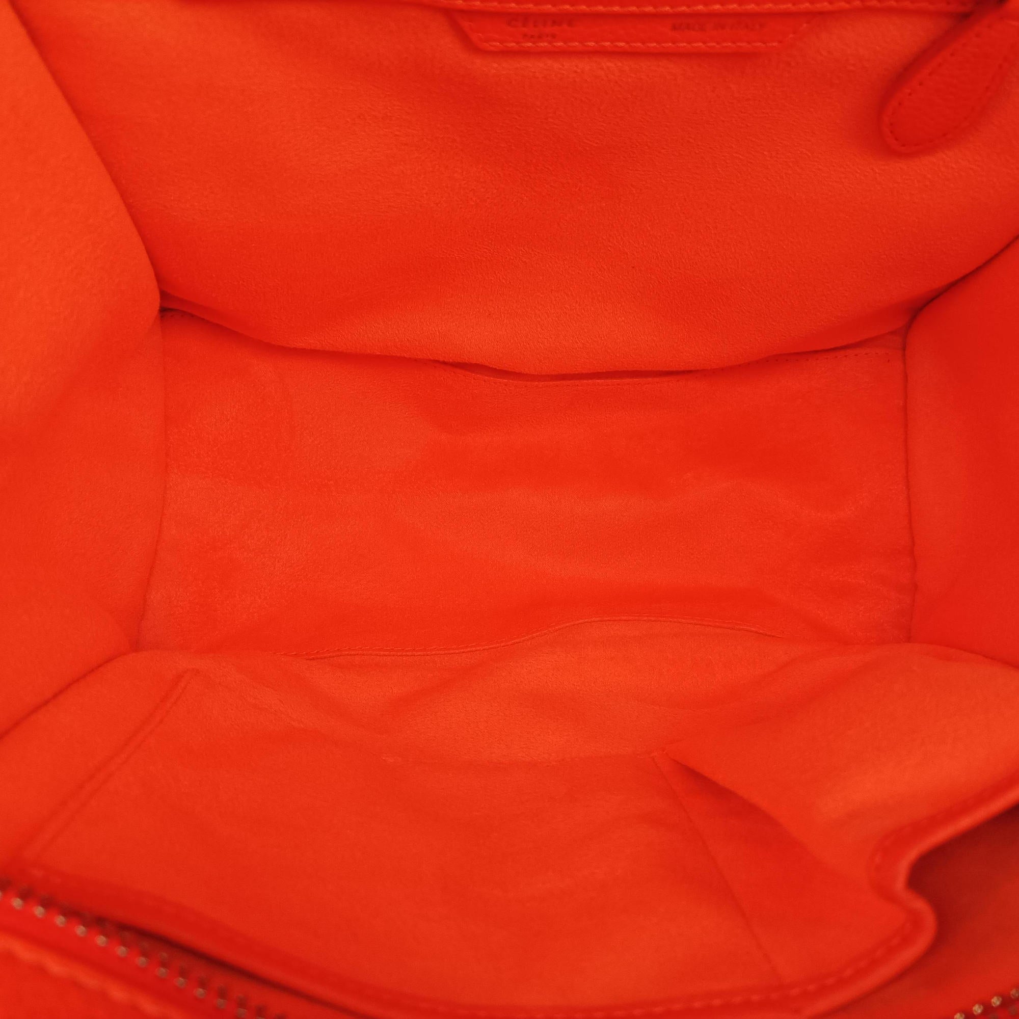 Pre-owned Celine Luggage Micro shopper Orange Leather  handbag | stylenewstar