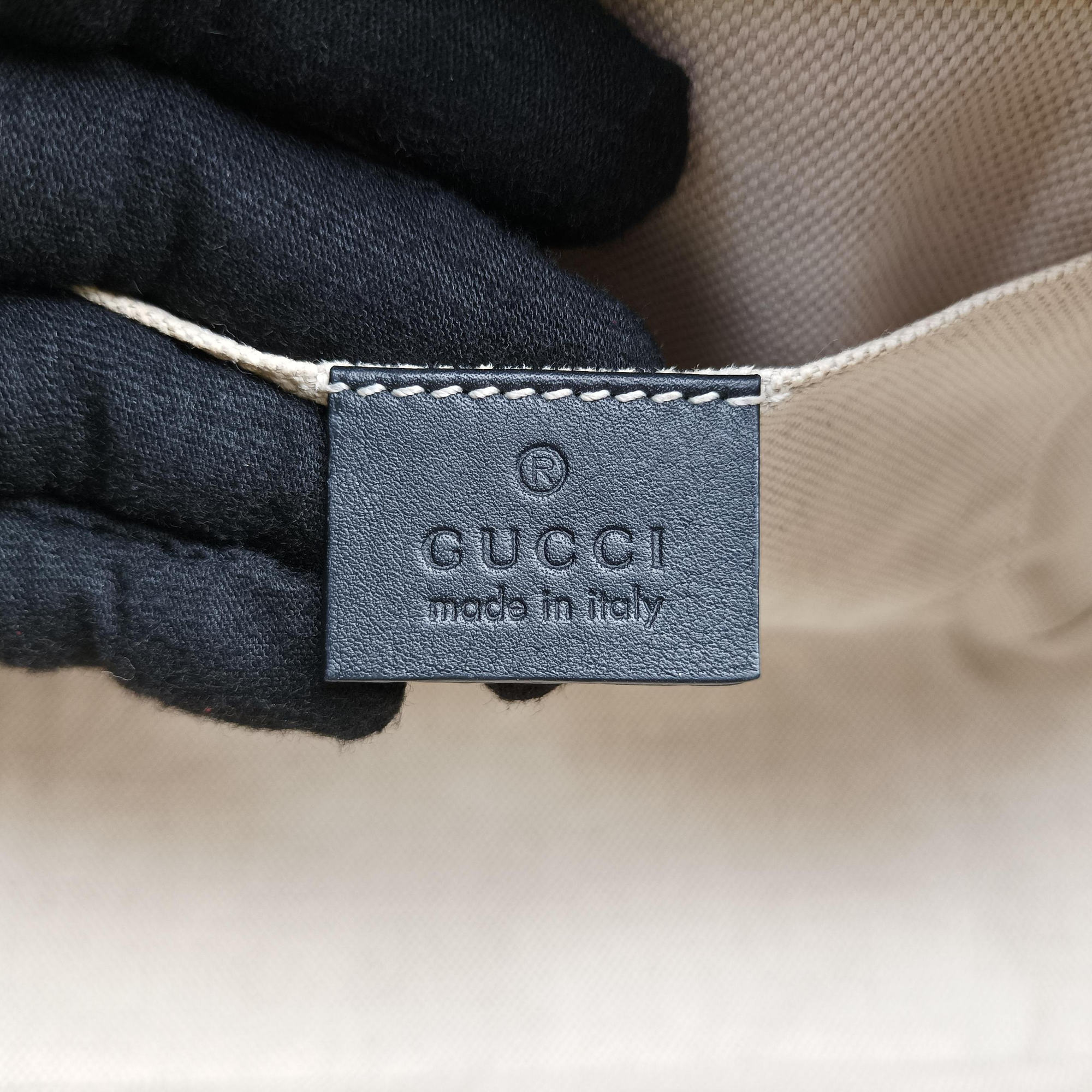 Pre-owned Gucci GG Ribbon Embroidery BluexBlack Denim×Leather 456547 shoulderbag | stylenewstar
