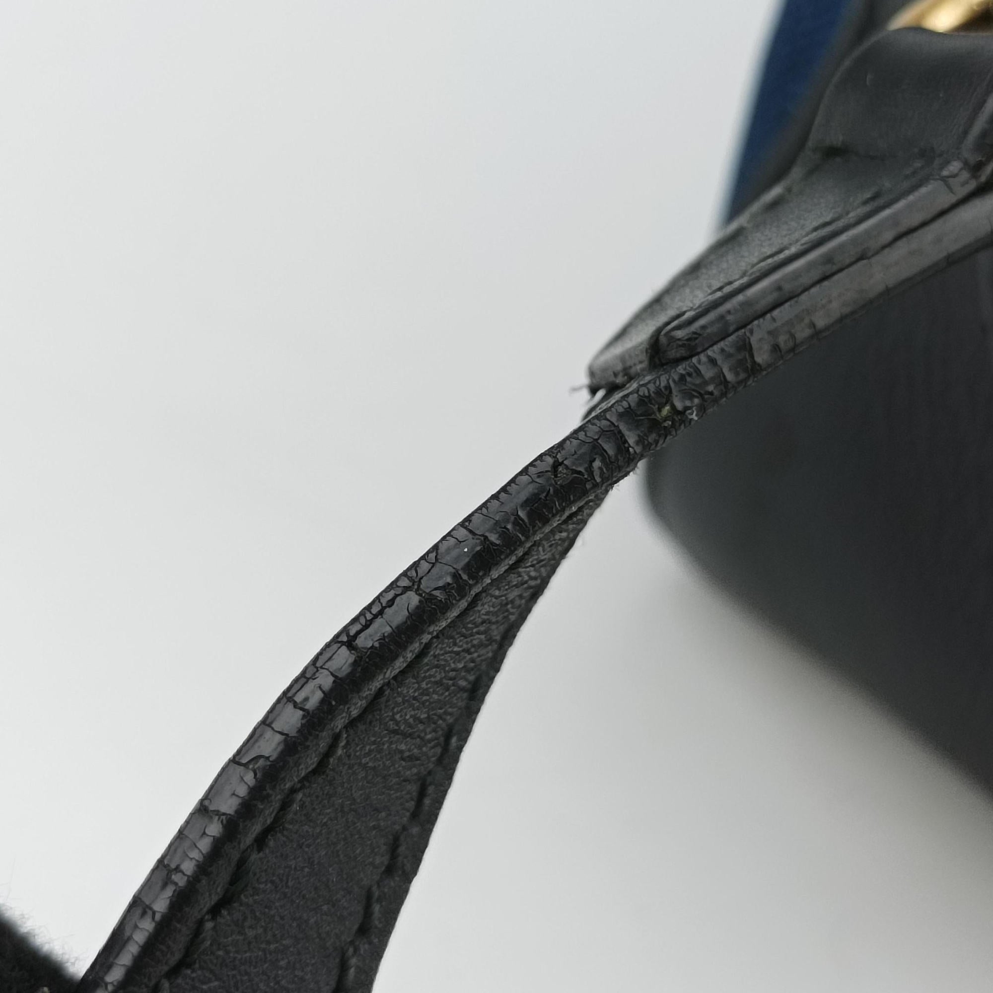 Pre-owned Gucci GG Ribbon Embroidery BluexBlack Denim×Leather 456547 shoulderbag | stylenewstar