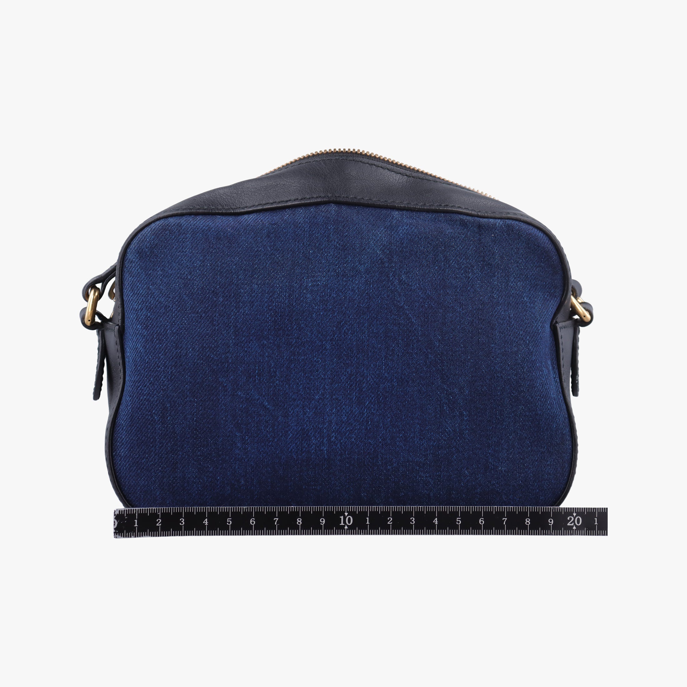 Pre-owned Gucci GG Ribbon Embroidery BluexBlack Denim×Leather 456547 shoulderbag | stylenewstar