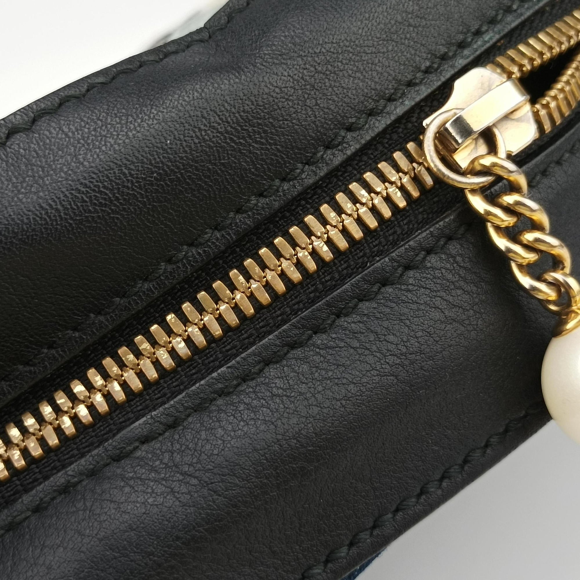 Pre-owned Gucci GG Ribbon Embroidery BluexBlack Denim×Leather 456547 shoulderbag | stylenewstar