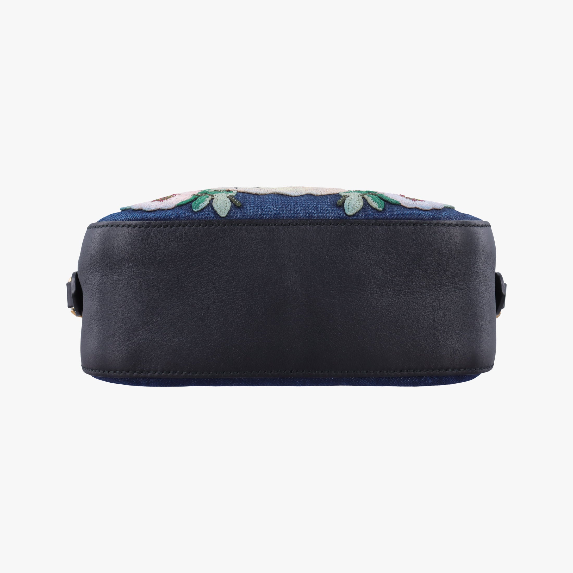 Pre-owned Gucci GG Ribbon Embroidery BluexBlack Denim×Leather 456547 shoulderbag | stylenewstar