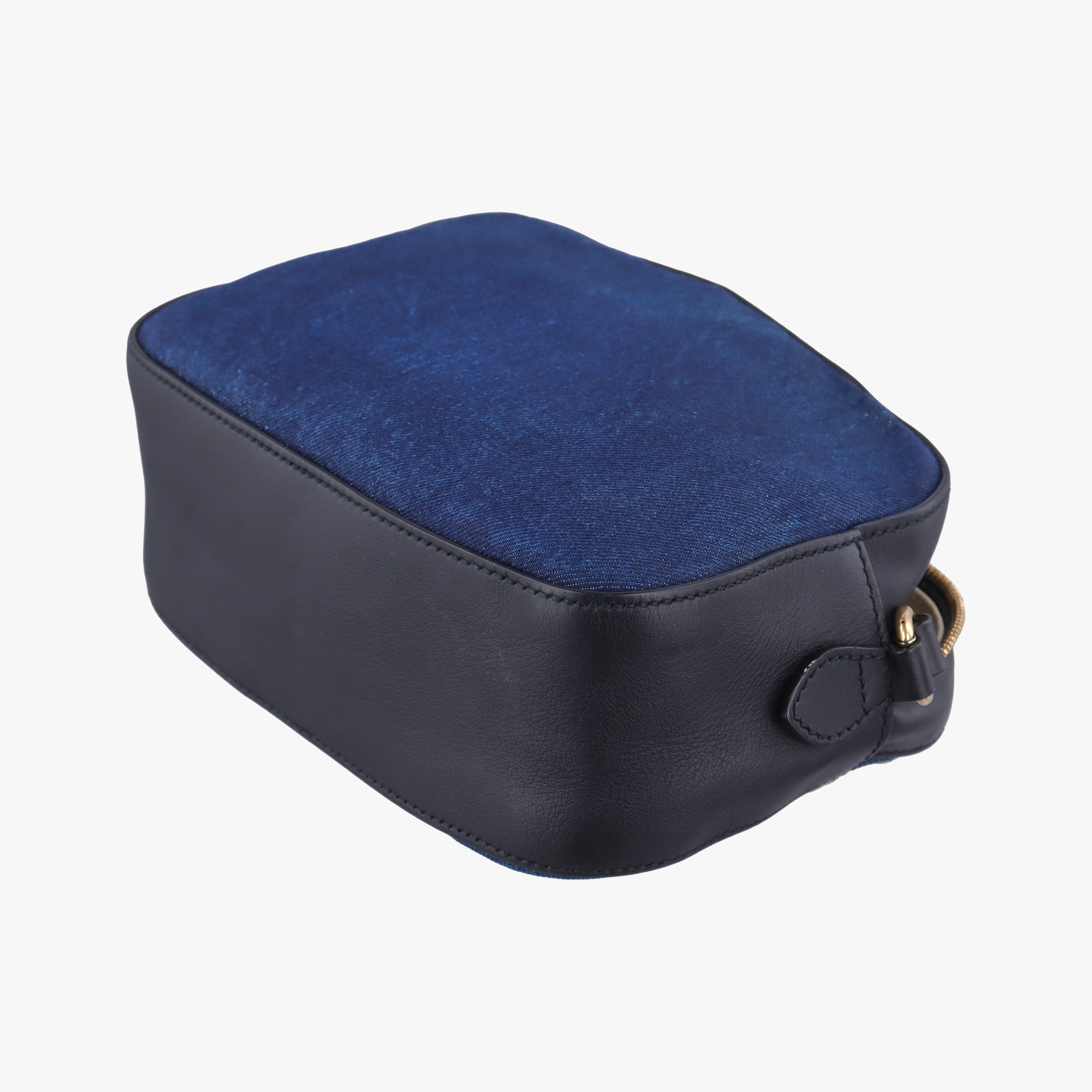 Pre-owned Gucci GG Ribbon Embroidery BluexBlack Denim×Leather 456547 shoulderbag | stylenewstar