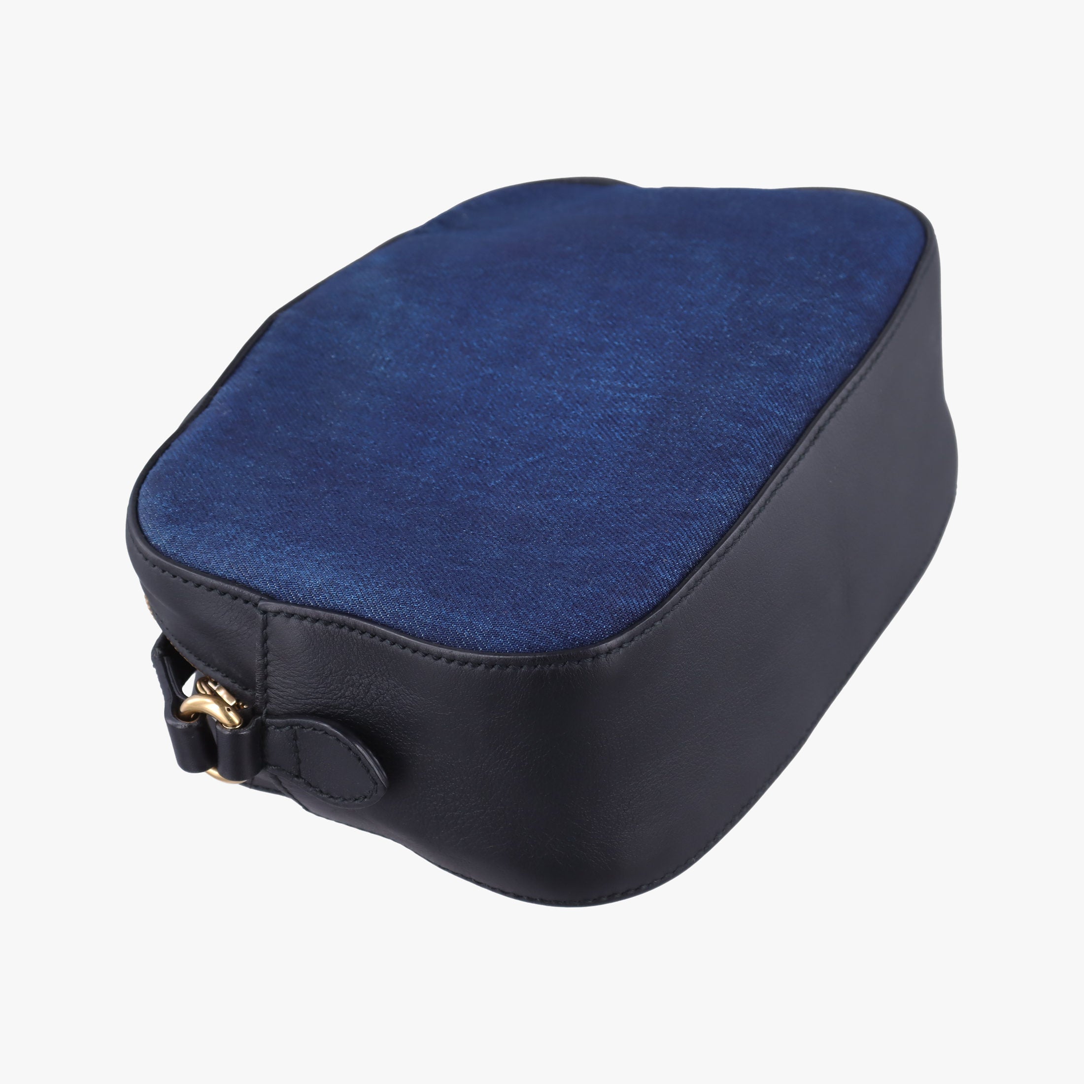 Pre-owned Gucci GG Ribbon Embroidery BluexBlack Denim×Leather 456547 shoulderbag | stylenewstar