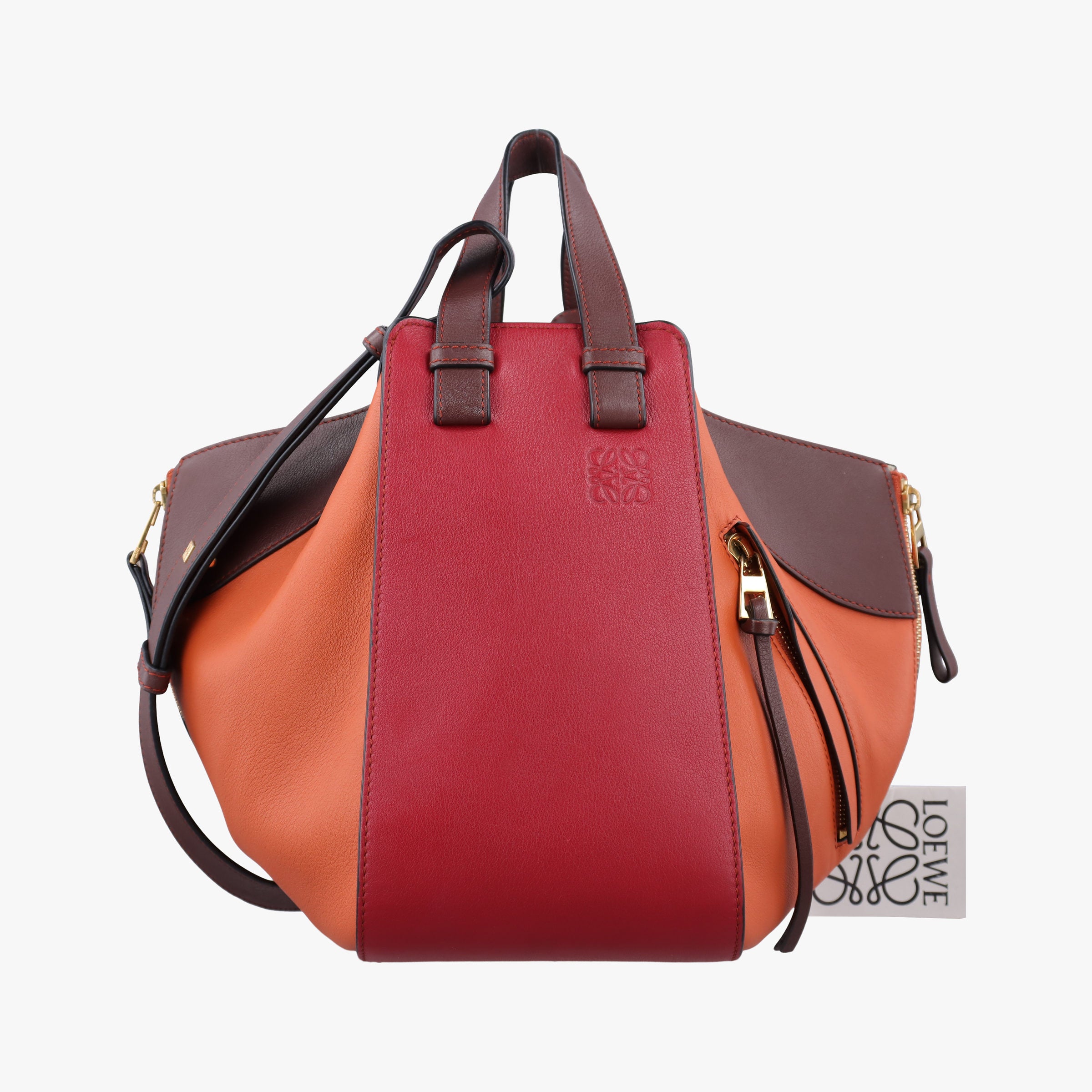 Pre-owned Loewe Hammock Orange×Red×Brown Leather  shoulderbag | stylenewstar