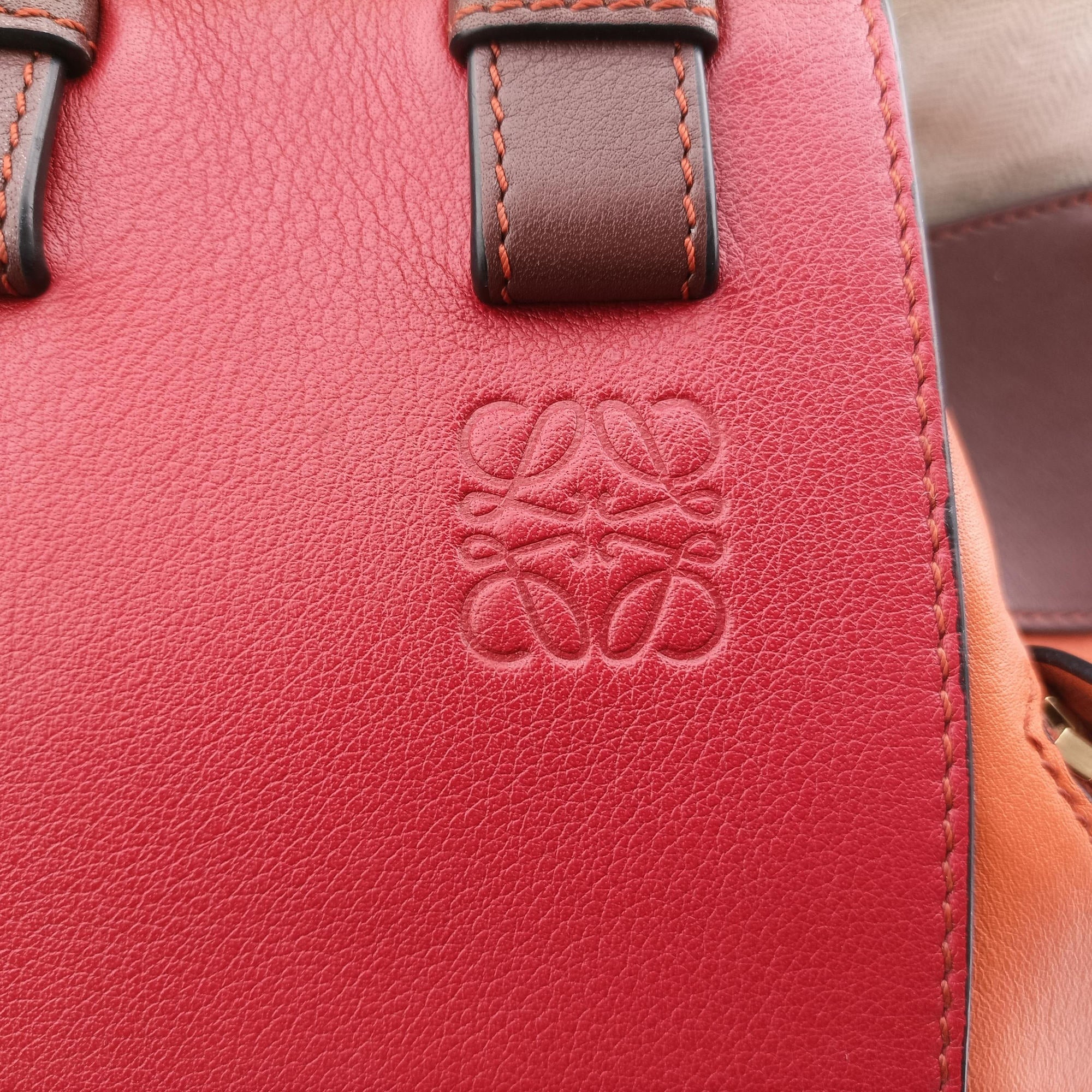 Pre-owned Loewe Hammock Orange×Red×Brown Leather  shoulderbag | stylenewstar