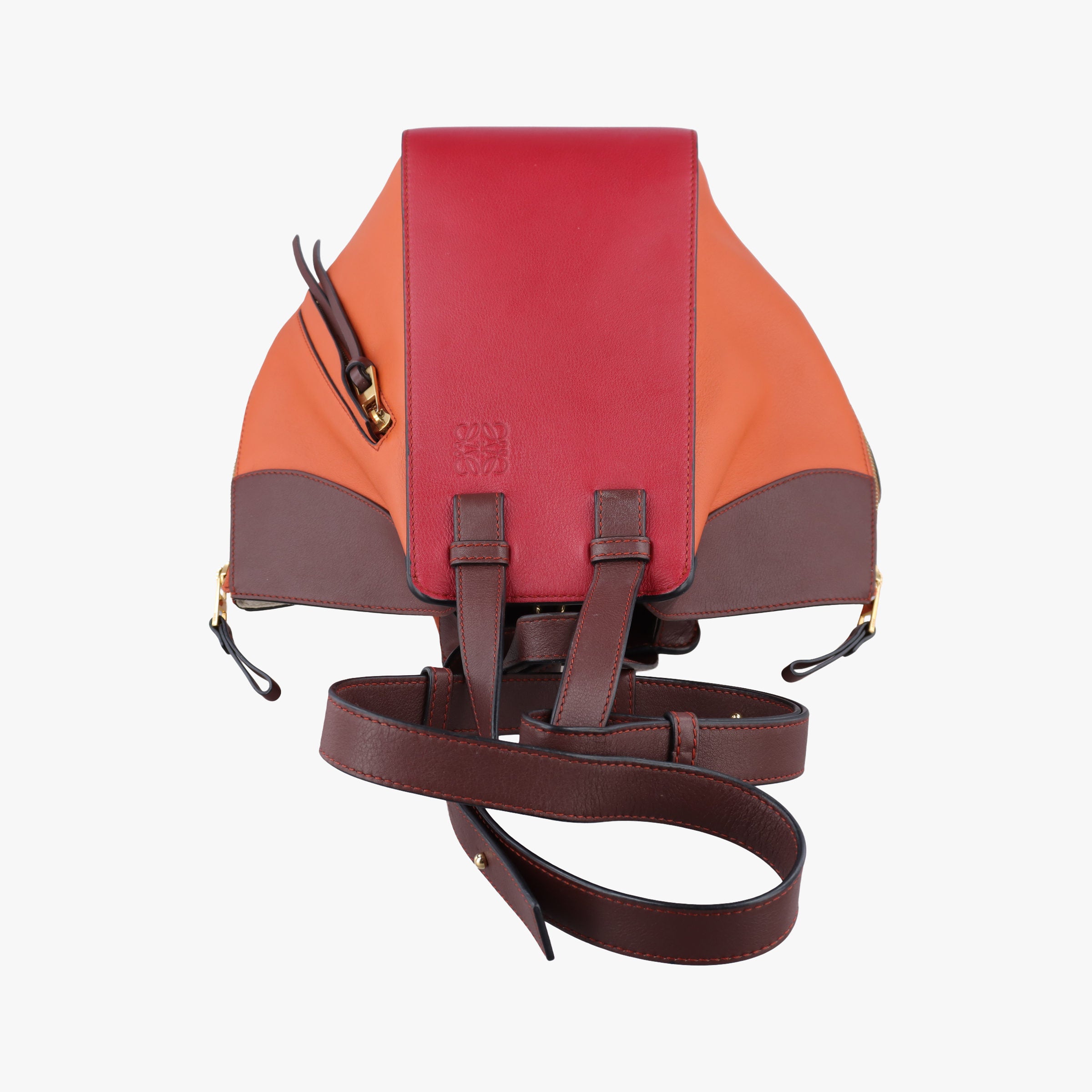 Pre-owned Loewe Hammock Orange×Red×Brown Leather  shoulderbag | stylenewstar