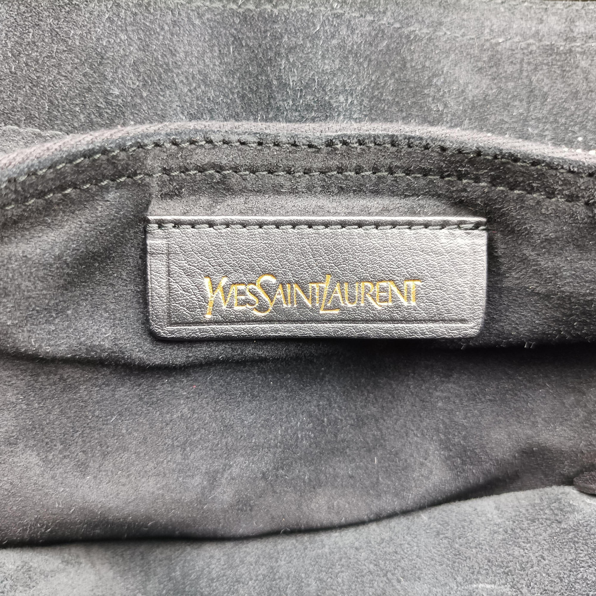 Pre-owned Yves Saint Laurent Muse to White x Dark Brown x Black Pony hair x Leather 283761 shoulderbag | stylenewstar