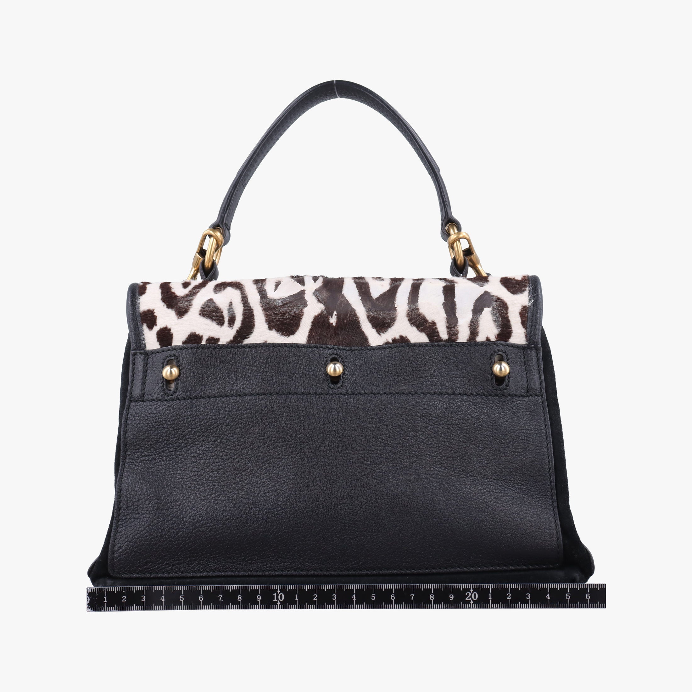 Pre-owned Yves Saint Laurent Muse to White x Dark Brown x Black Pony hair x Leather 283761 shoulderbag | stylenewstar