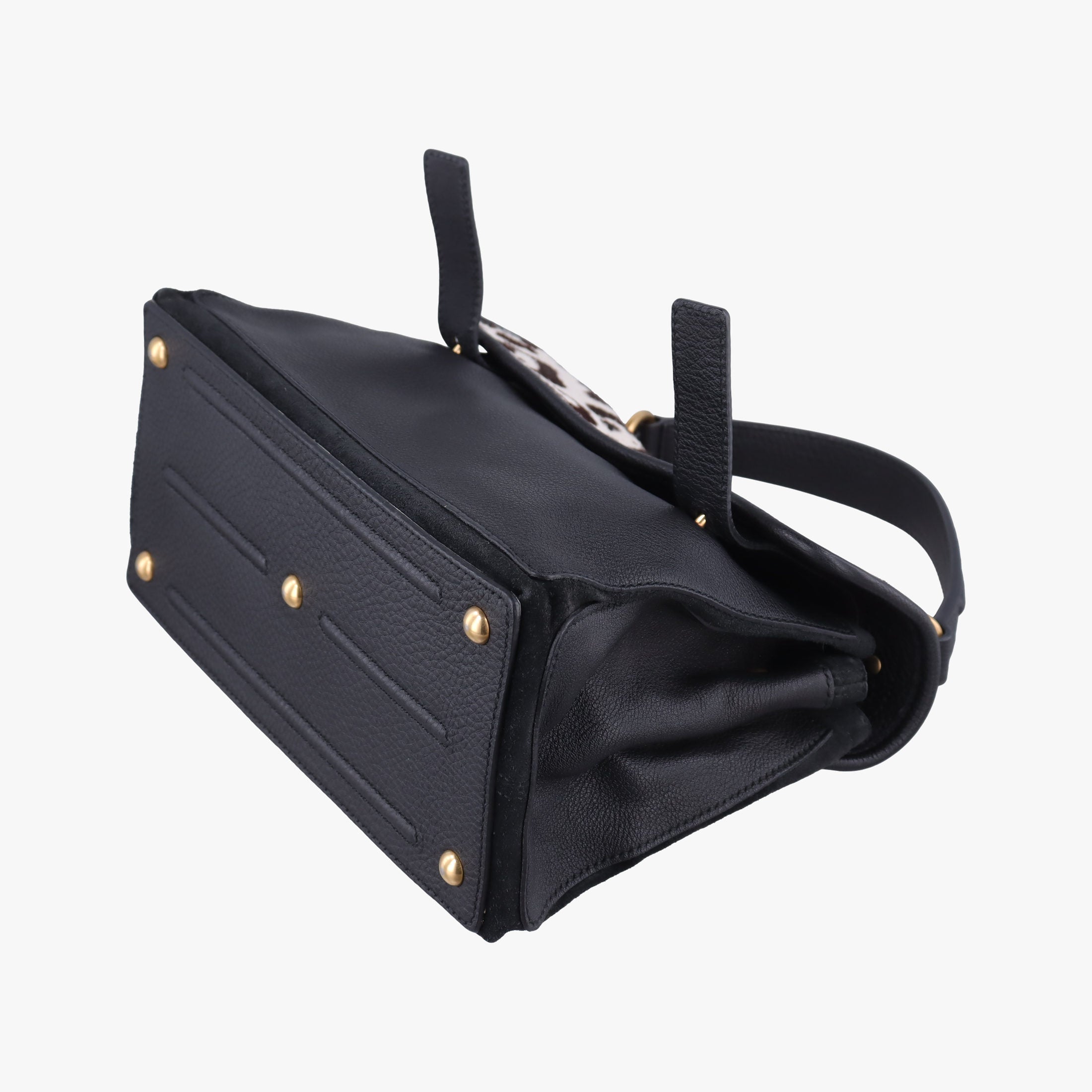 Pre-owned Yves Saint Laurent Muse to White x Dark Brown x Black Pony hair x Leather 283761 shoulderbag | stylenewstar