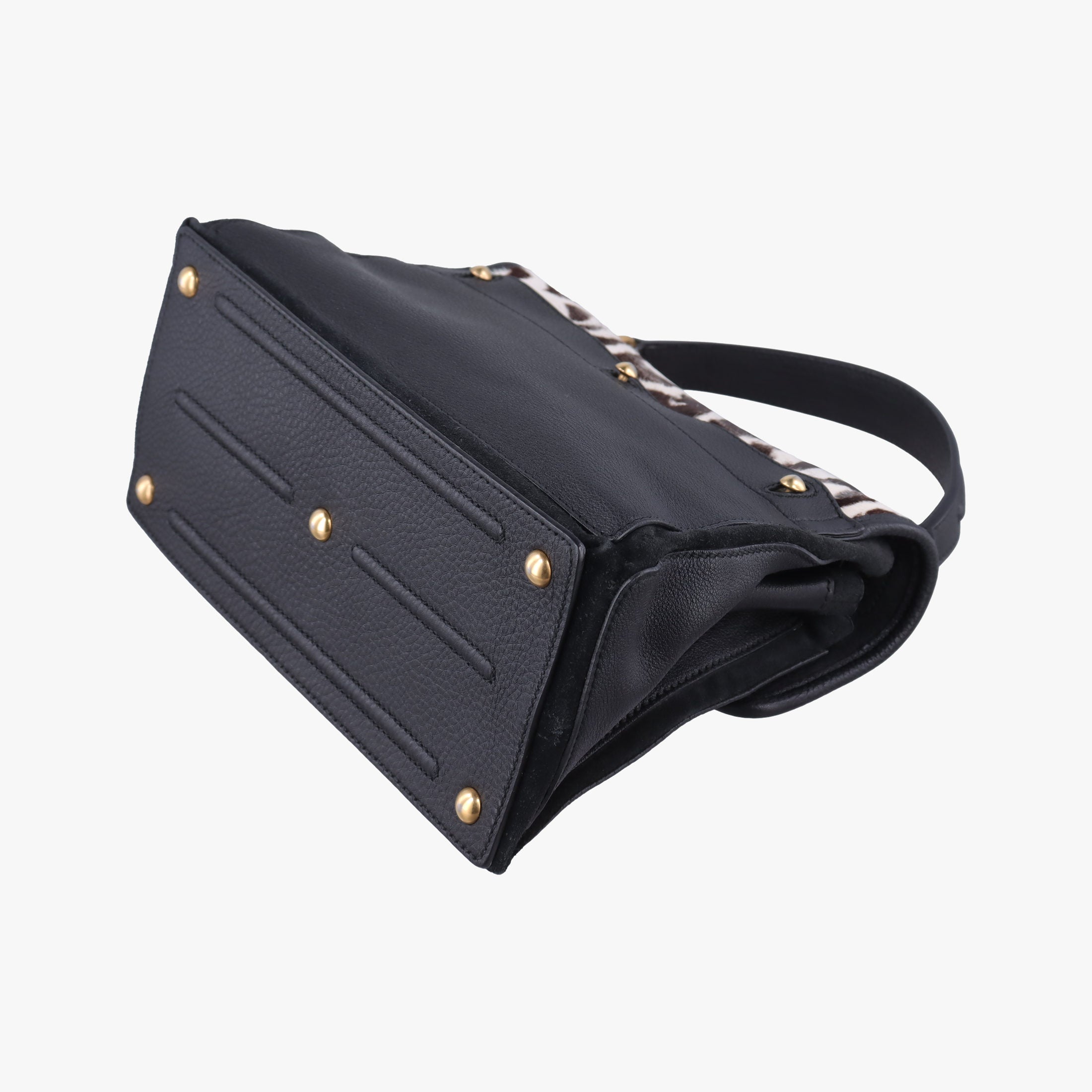 Pre-owned Yves Saint Laurent Muse to White x Dark Brown x Black Pony hair x Leather 283761 shoulderbag | stylenewstar