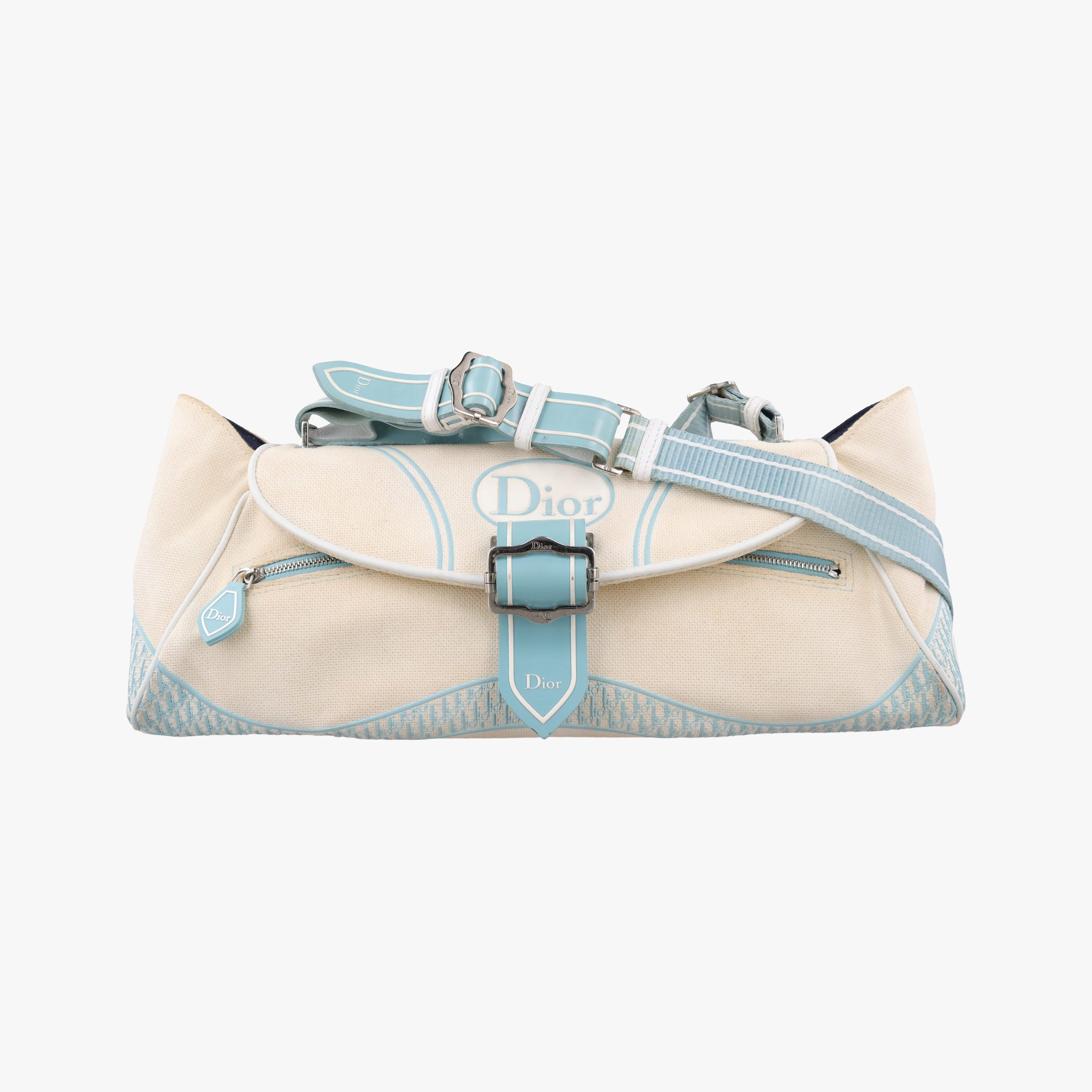 Vintage Christian Dior vintage Trotter White x blue canvas  shoulderbag | stylenewstar