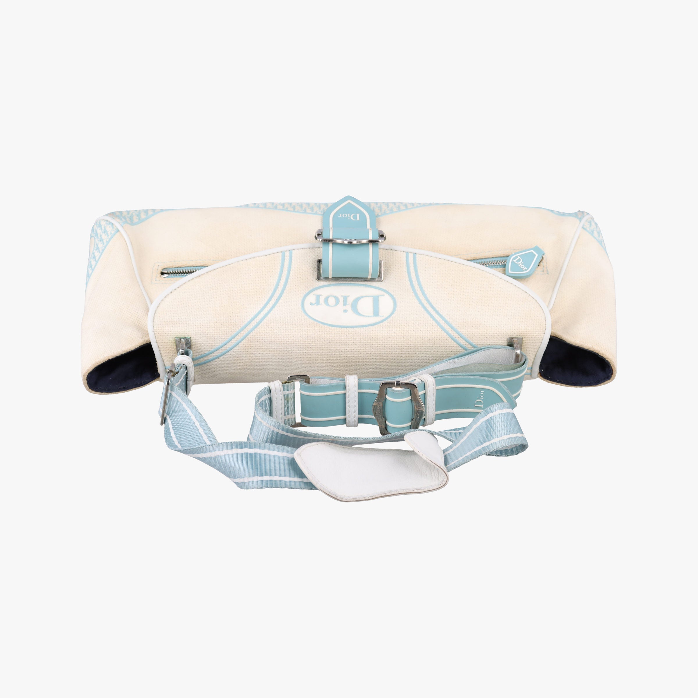 Vintage Christian Dior vintage Trotter White x blue canvas  shoulderbag | stylenewstar