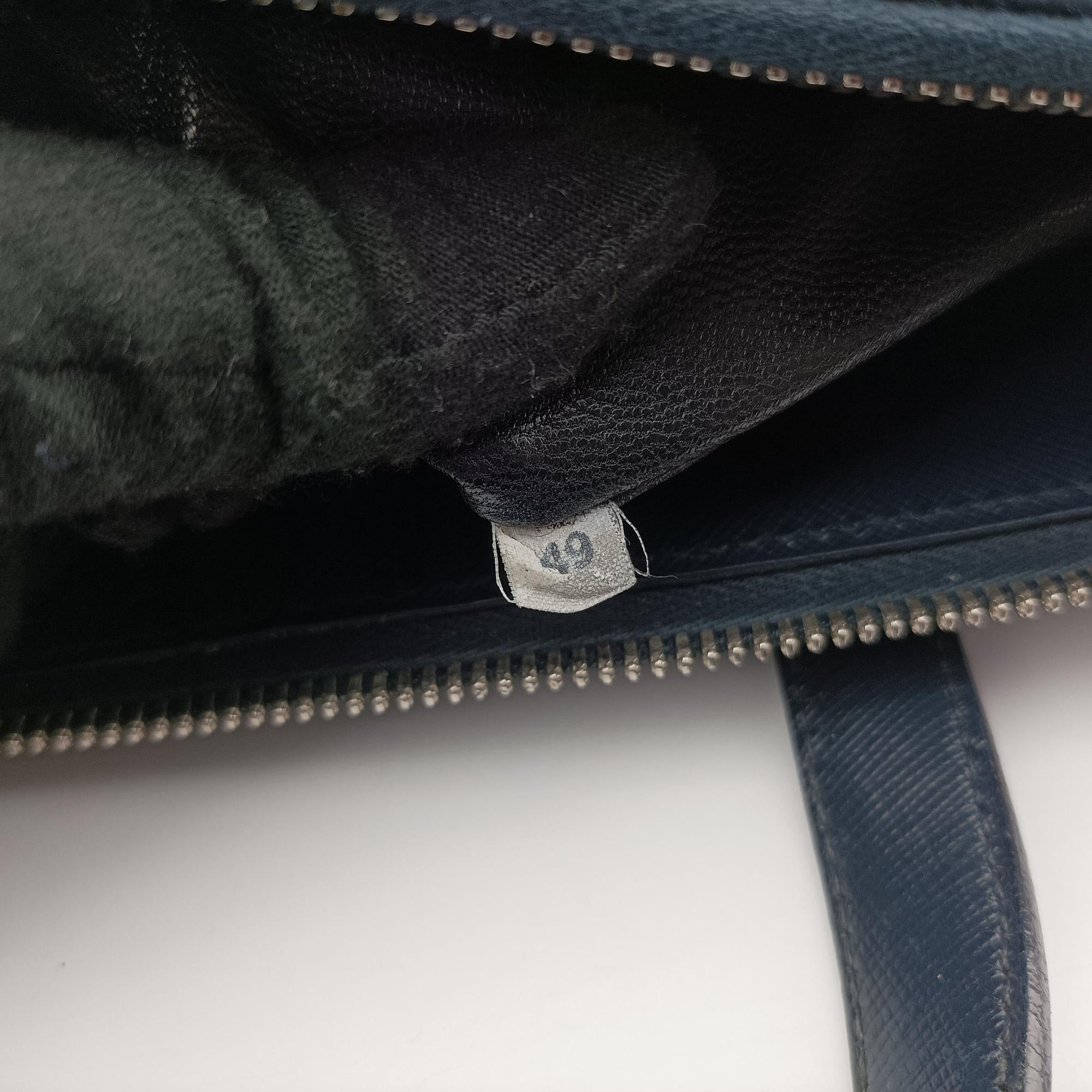 Vintage Prada Triangle Logo Plate Navy Saffiano Leather  handbag | stylenewstar