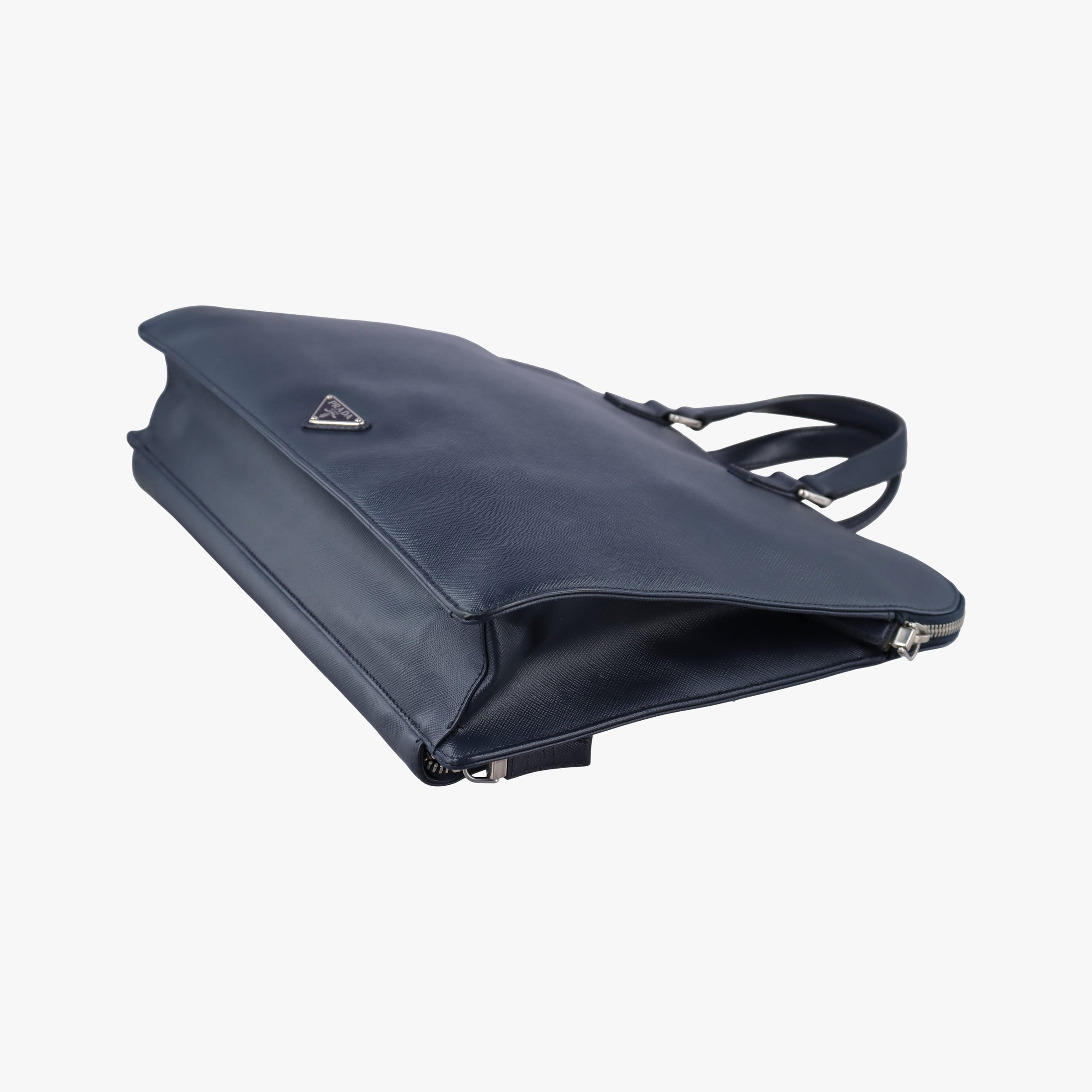 Vintage Prada Triangle Logo Plate Navy Saffiano Leather  handbag | stylenewstar