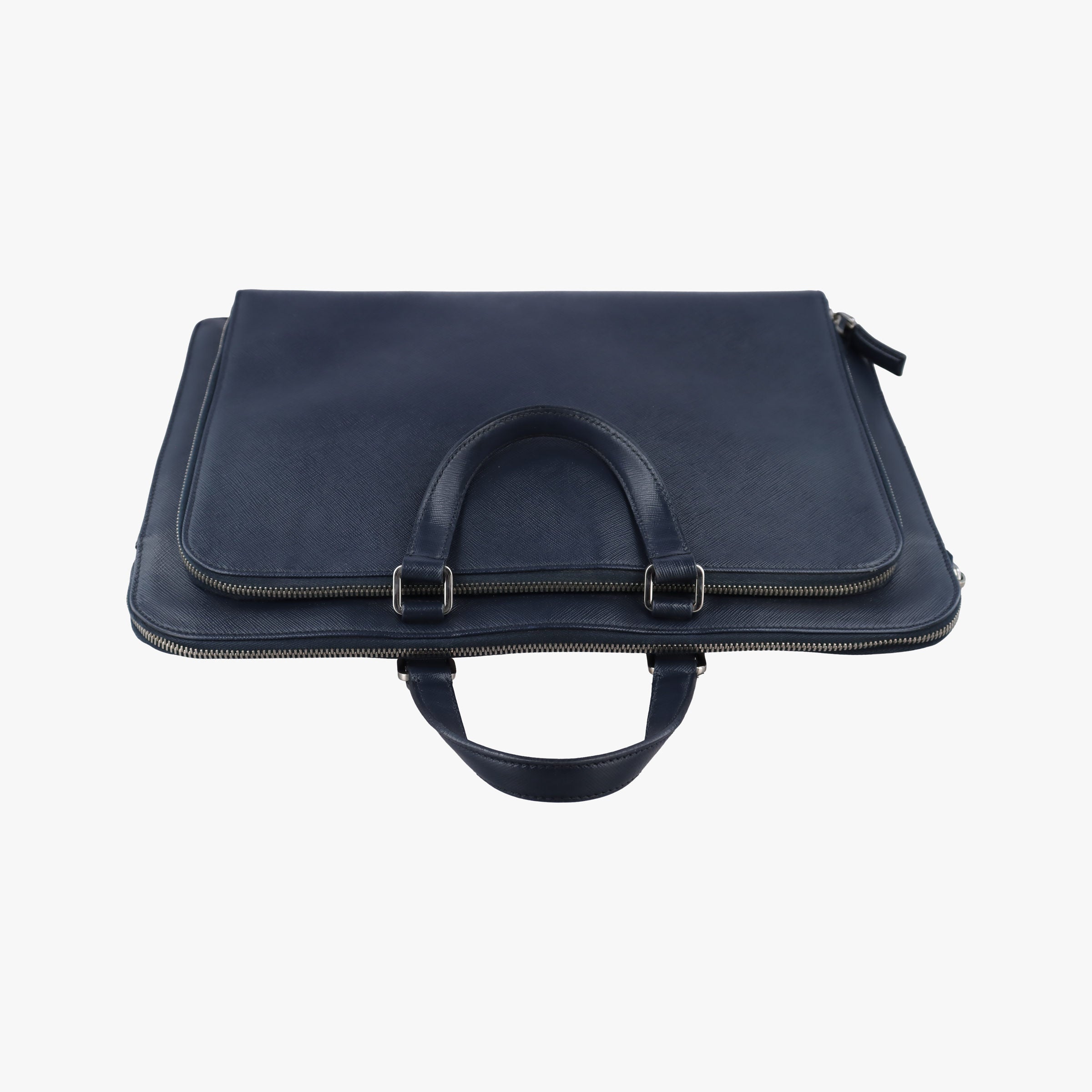Vintage Prada Triangle Logo Plate Navy Saffiano Leather  handbag | stylenewstar