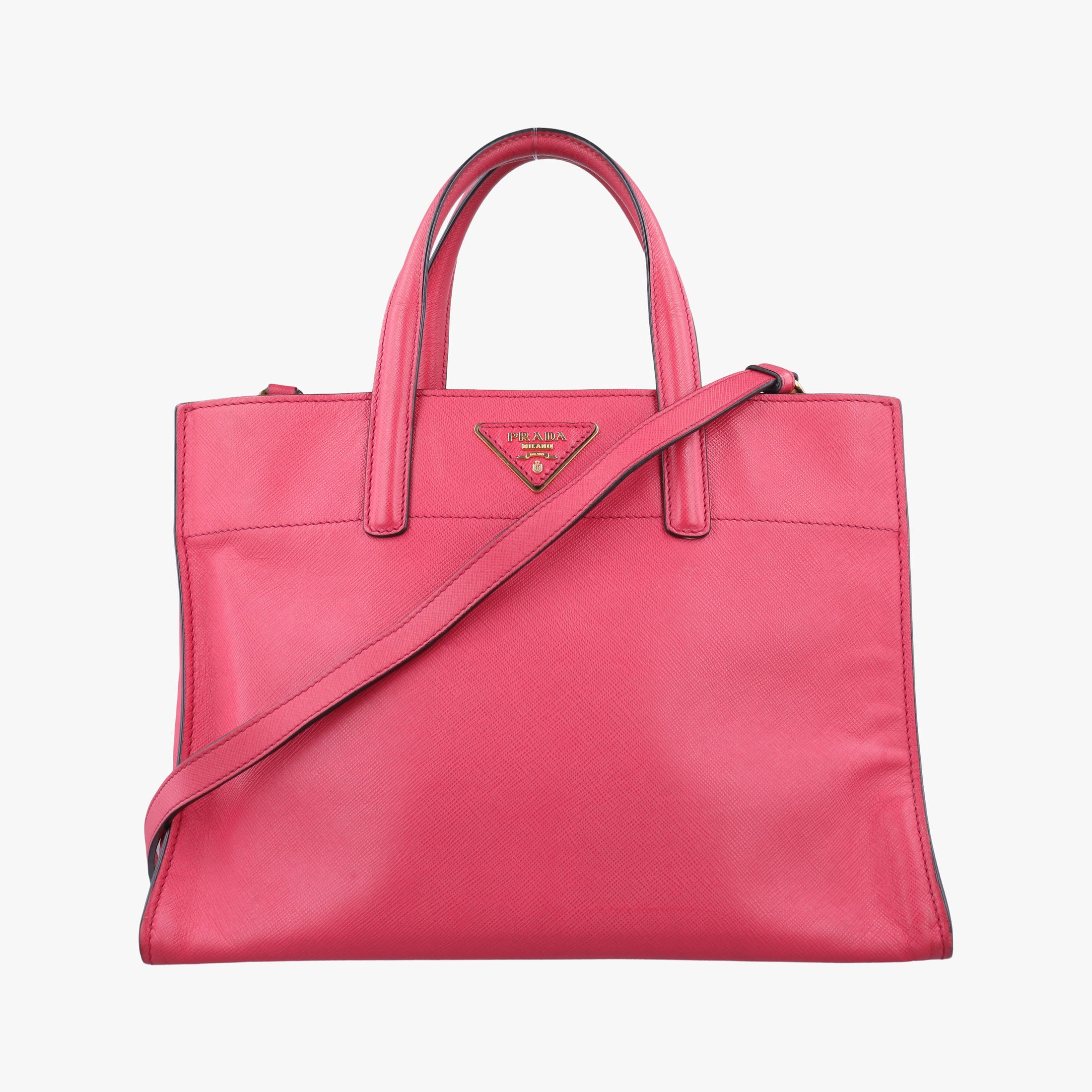 Pre-owned Prada Triple Pocket Tote Rose SAFFIANO Leather BN2606 shoulderbag | stylenewstar
