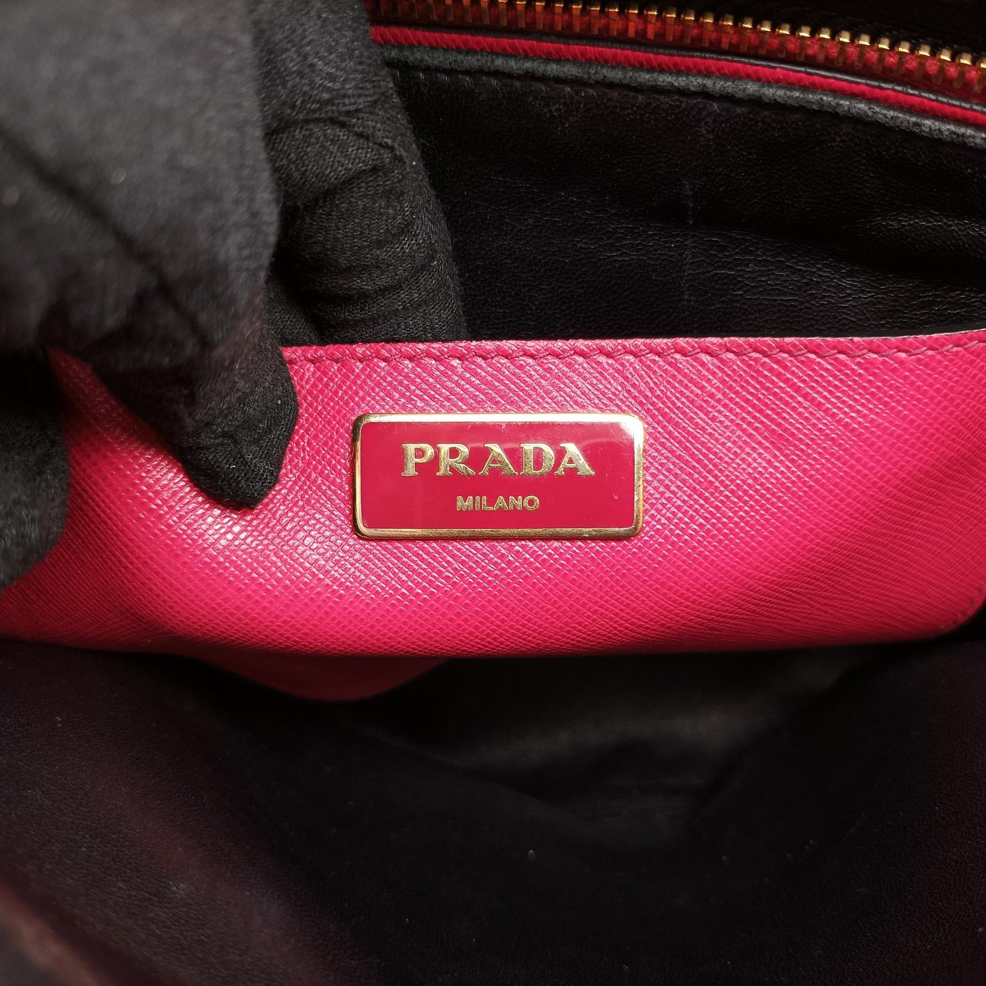 Pre-owned Prada Triple Pocket Tote Rose SAFFIANO Leather BN2606 shoulderbag | stylenewstar