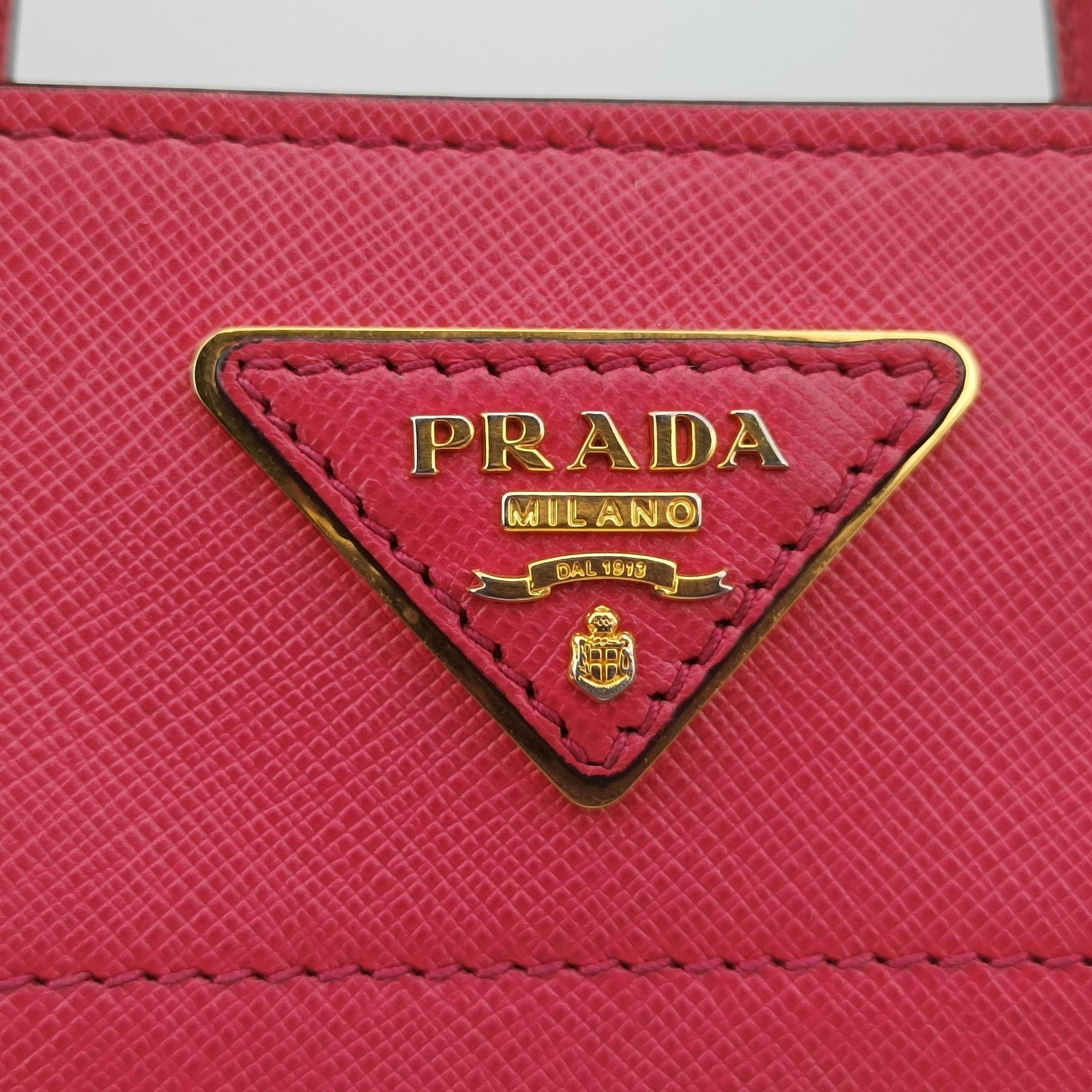 Pre-owned Prada Triple Pocket Tote Rose SAFFIANO Leather BN2606 shoulderbag | stylenewstar