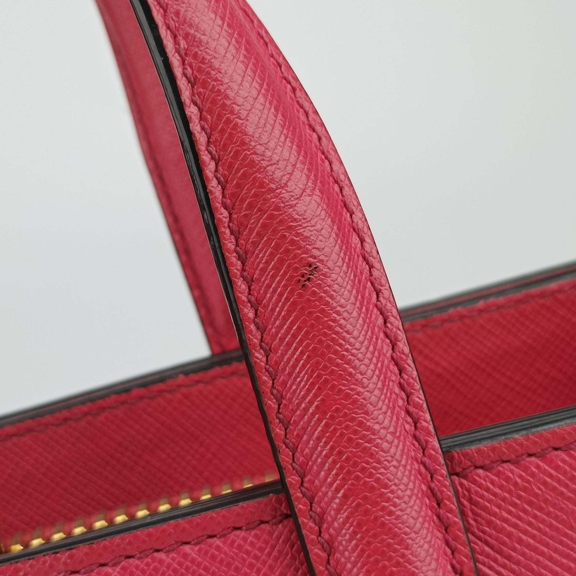 Pre-owned Prada Triple Pocket Tote Rose SAFFIANO Leather BN2606 shoulderbag | stylenewstar